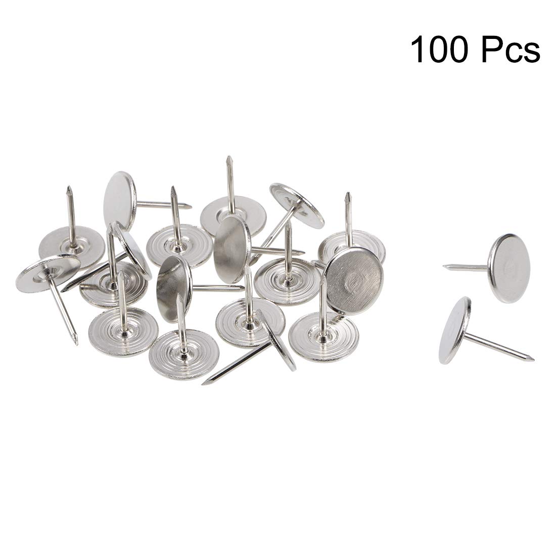 uxcell 16mmx20mm Silver Tone Upholstery Nails Tacks - 100 Pcs Flat Head Furniture Nails for Sofa, Headboard & DIY Home Decor Projects | Perfect for Upholstery Repair and Furniture Restoration