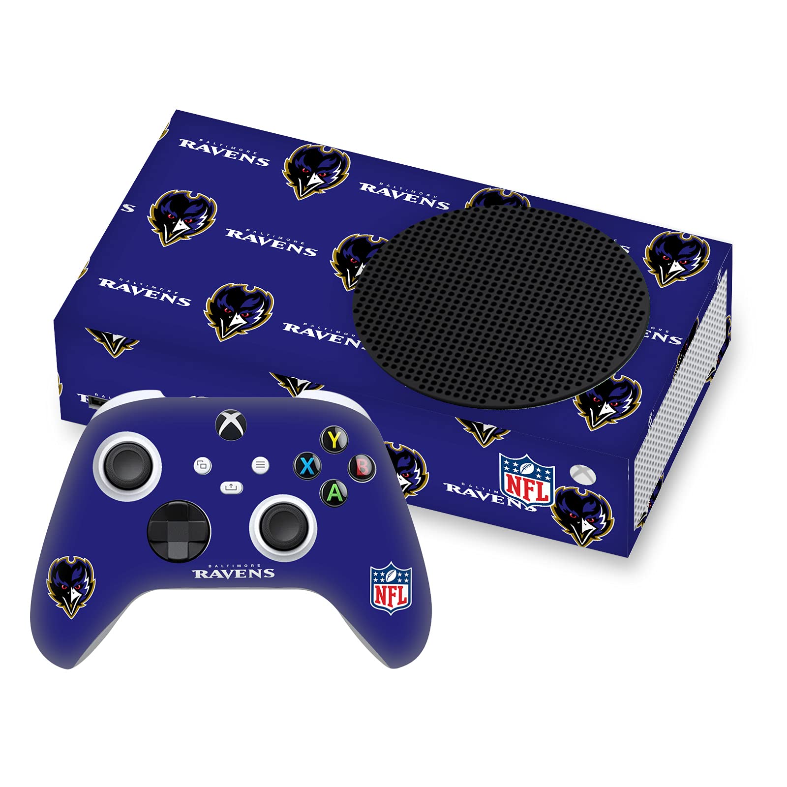 Official NFL Baltimore Ravens Vinyl Sticker Skin Compatible with Xbox Series S Console & Controller - Gaming Decal for Customization, Protection & Team Pride - Perfect for Gamers, Fans & Collectors