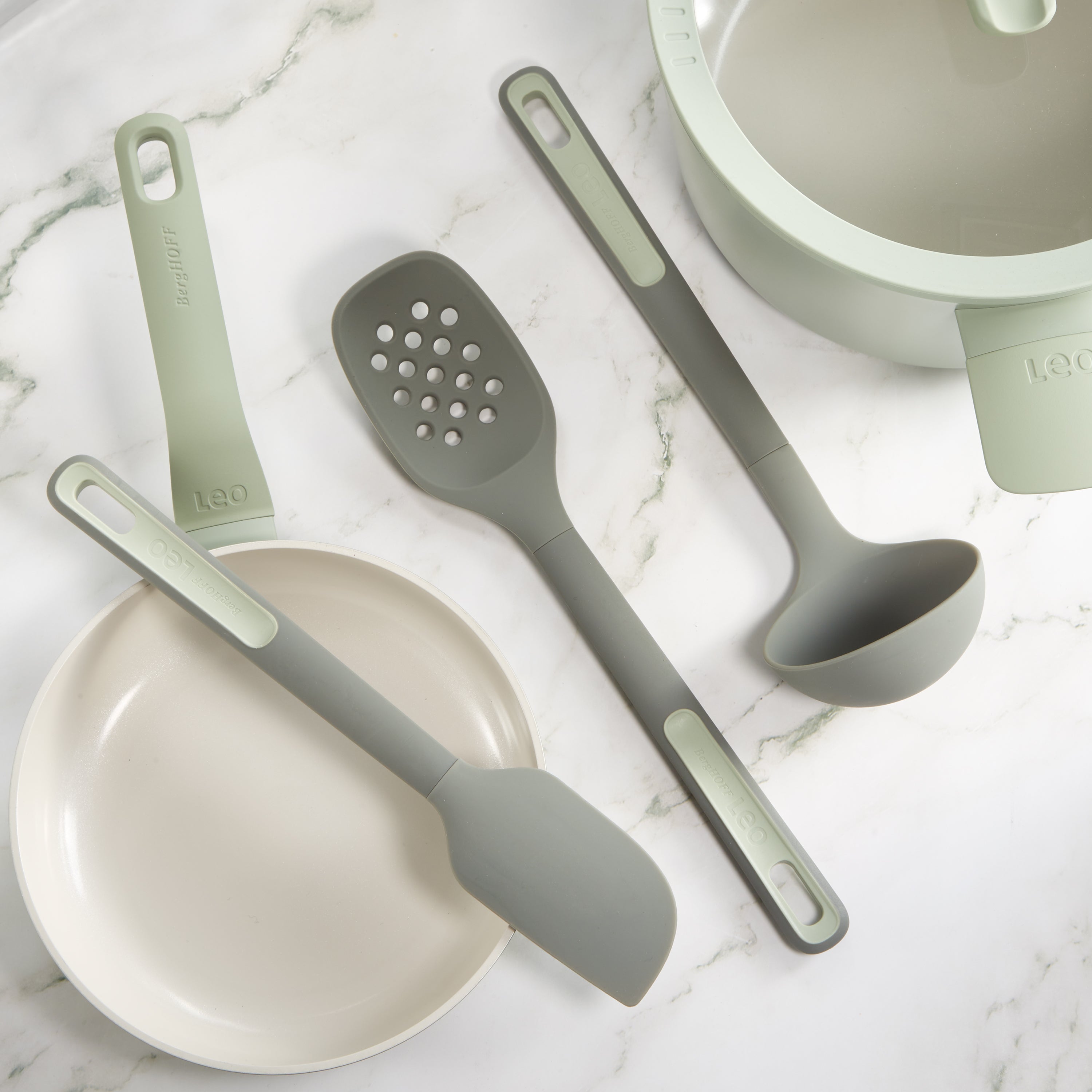 BergHOFF Balance 3-Piece Nonstick Silicone Cooking Utensil Set - Eco-Friendly Recycled Material Kitchen Tools for Sauteing, Flipping & Stirring - Perfect for Nonstick Pans & Healthy Cooking