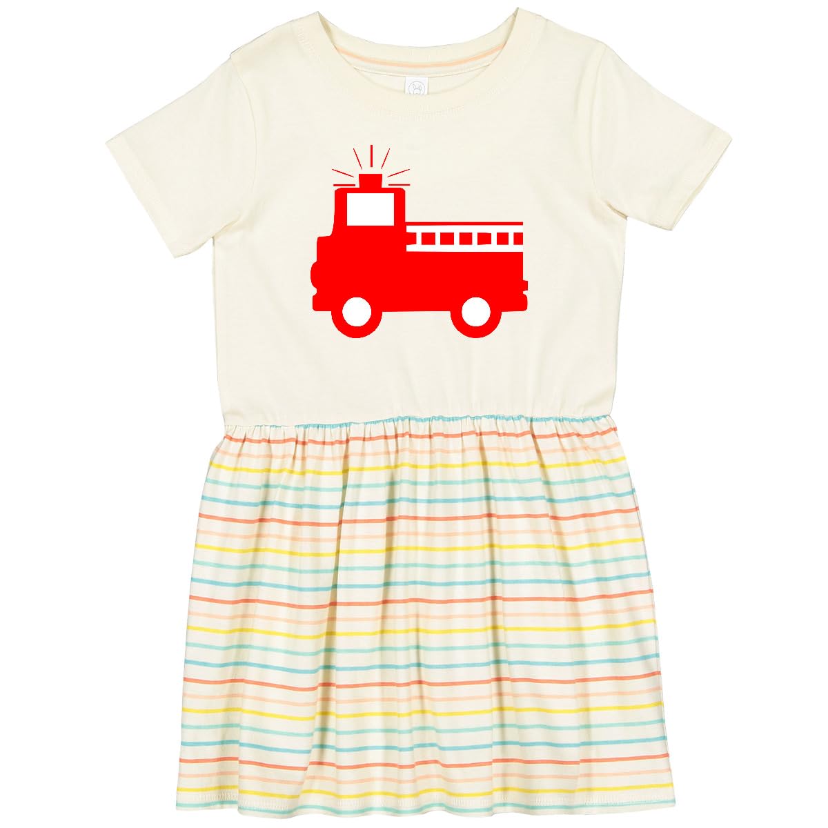 Inktastic Adorable Red Fire Truck Toddler Dress for Girls - Perfect for Playdates, Birthday Parties & Firefighter-Themed Events