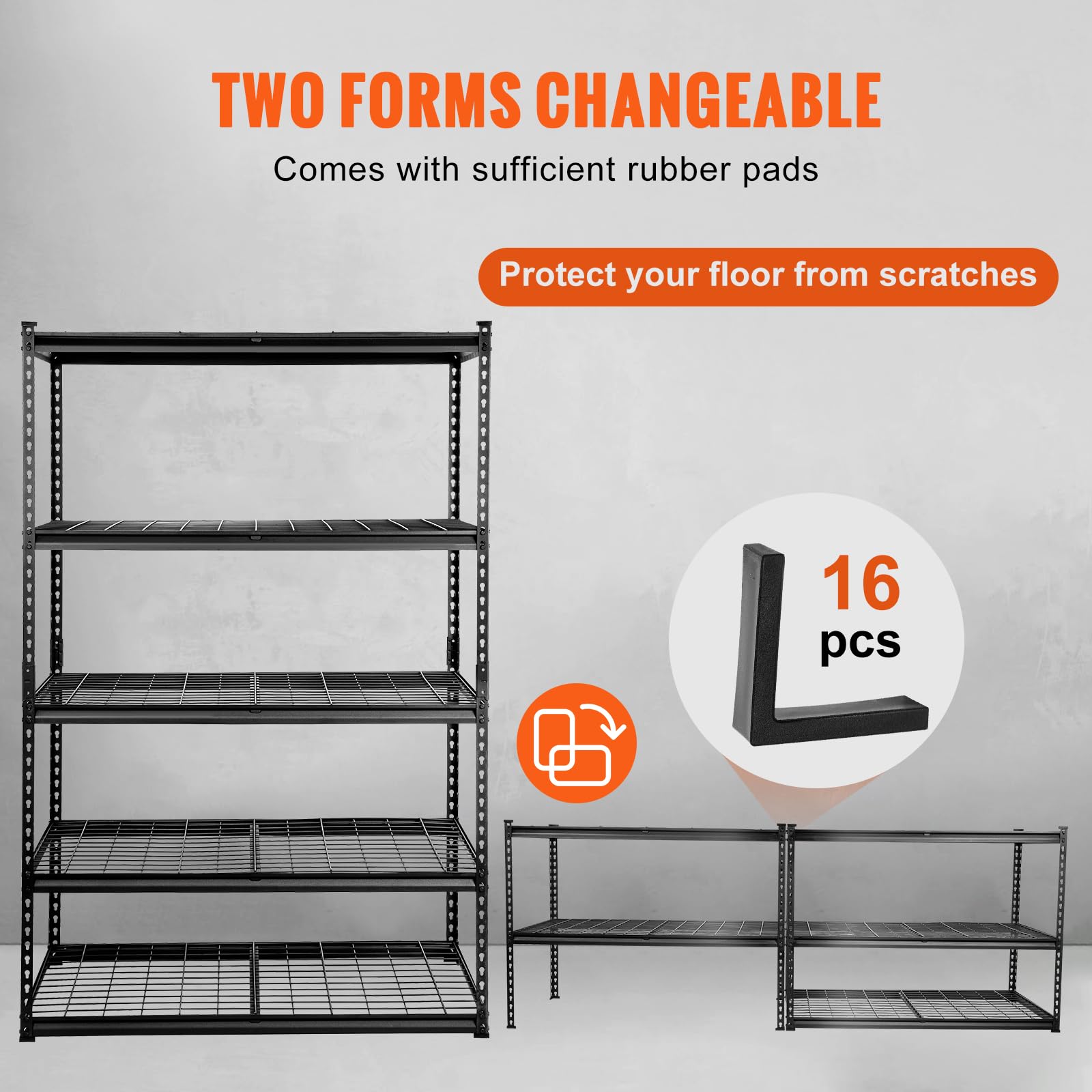 VEVOR 5-Tier Heavy Duty Metal Storage Shelving Unit - Adjustable Wire Rack with 2000 lbs Capacity (48