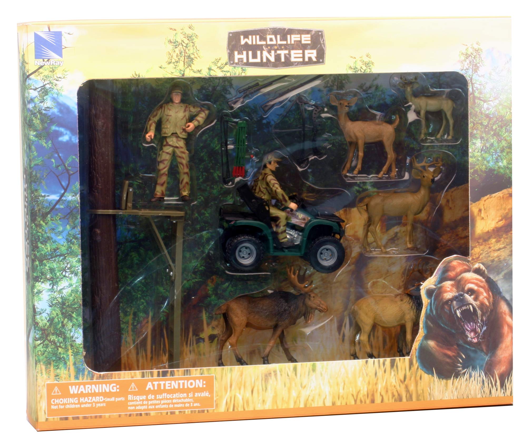 NewRay Wild Life Hunter Deer Hunting Play Set - Realistic Animal Figures & Hunting Accessories for Kids Outdoor Adventure & Pretend Play