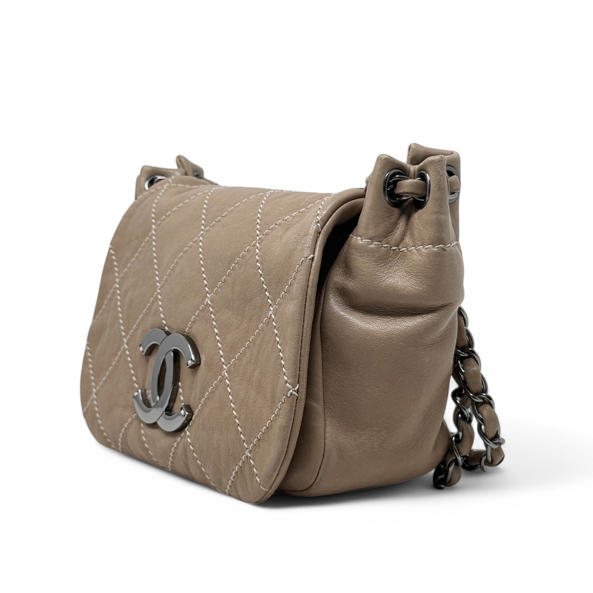Chanel Brown Chevron Quilted Accordion Flap Bag - Luxury Crossbody Purse for Women, Perfect for Parties & Evening Events