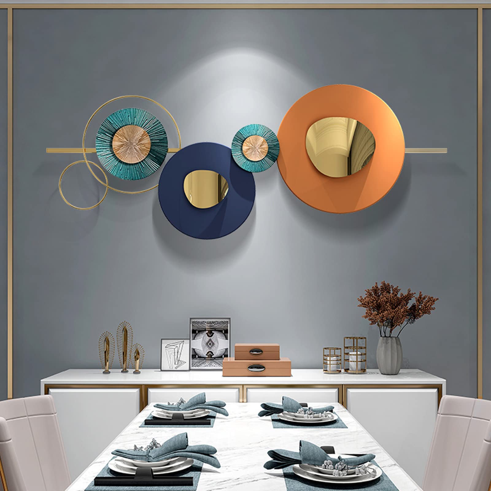 CNMJI Modern Metal Wall Art Decor - 3D Minimalist Home Decor for Living Room, Bedroom, Kitchen | Elegant Light Luxury Gift Idea for Housewarming, Wedding & Interior Design