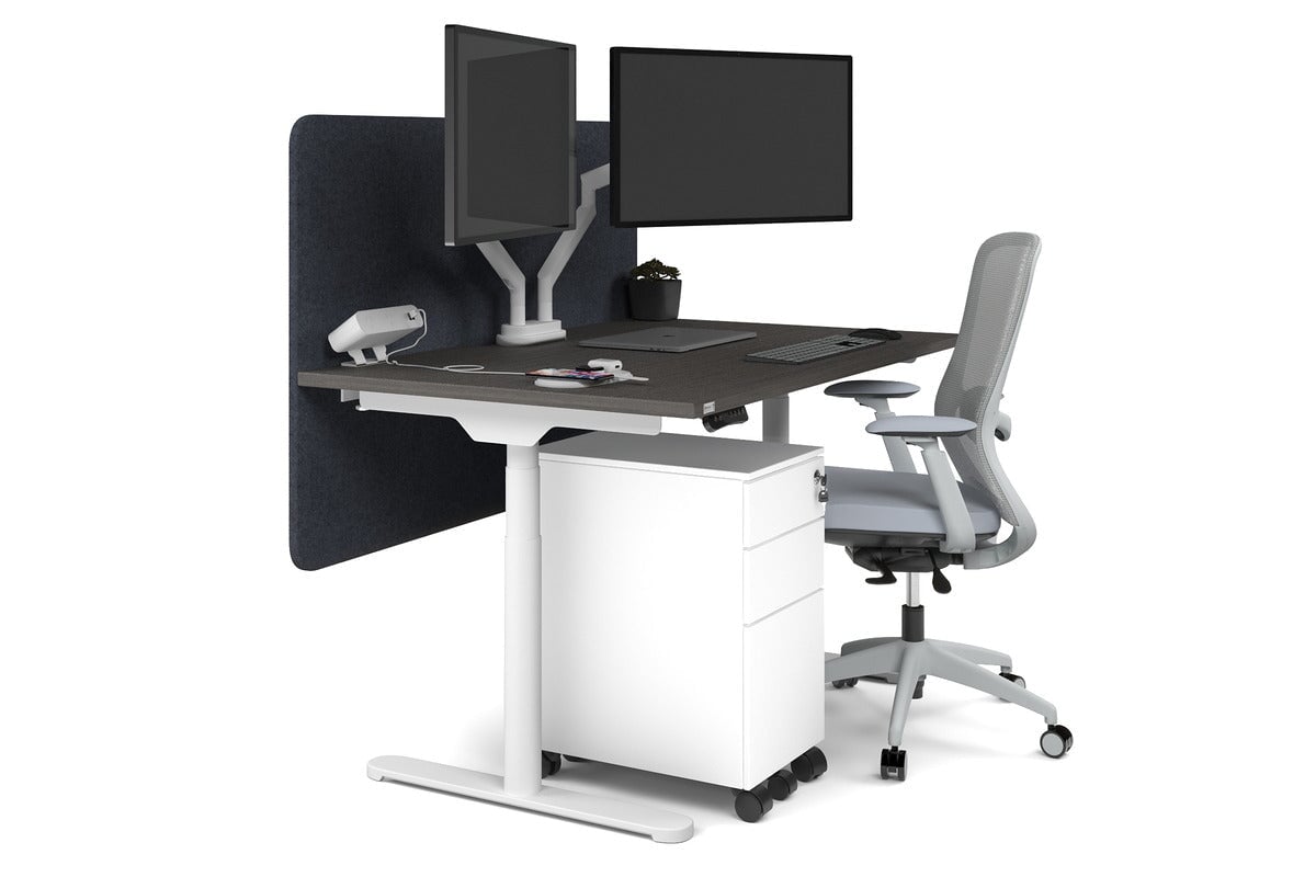 Flexi Premium Height Adjustable Single Workstation Desk - 1400L x 800W with Cable Management - Ergonomic Standing Desk for Home Office & Workspace