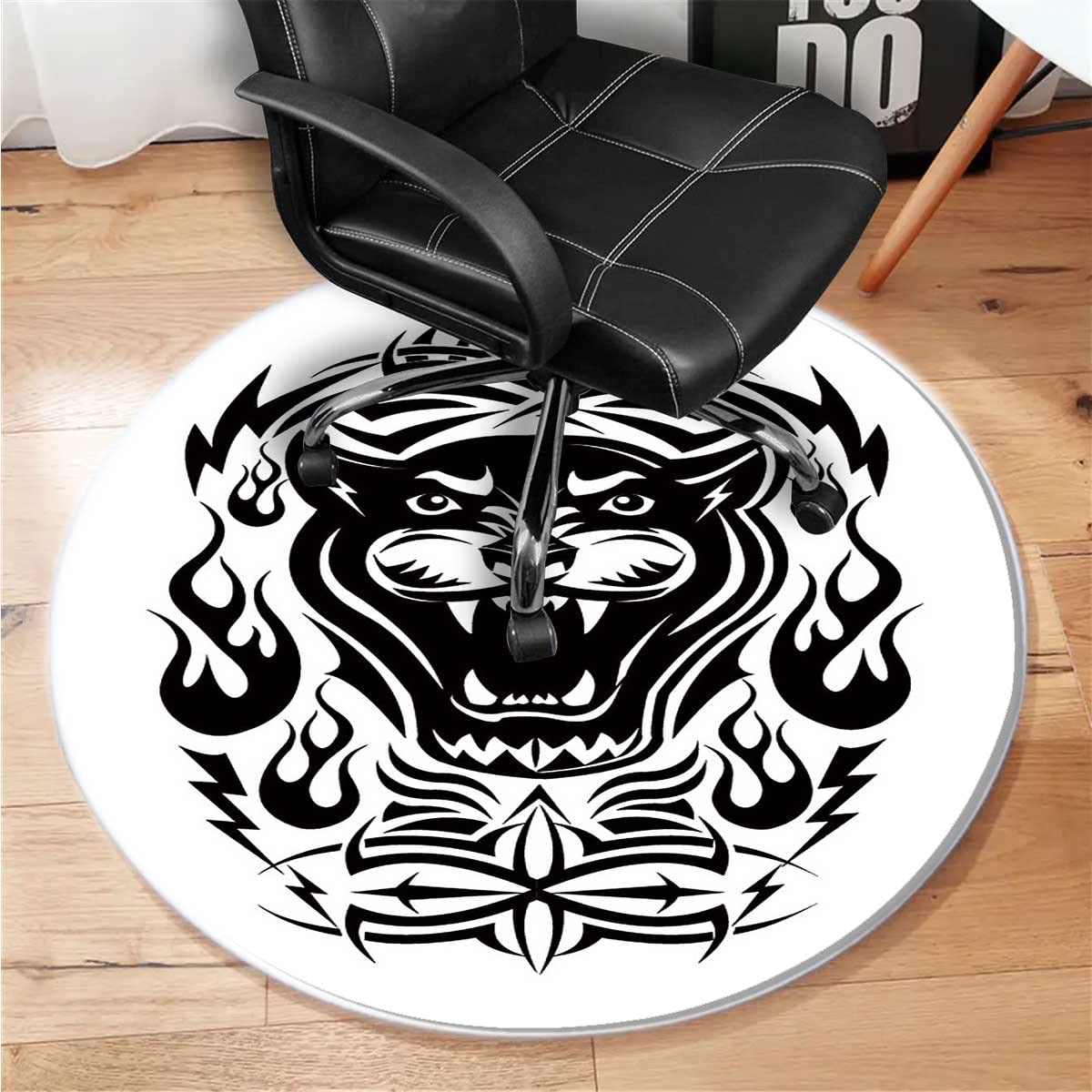 35 Inch Non-Slip Animal Print Chair Mat for Office Carpet - Durable Desk Chair Rug Protector for Hard Floors & Home Office Use