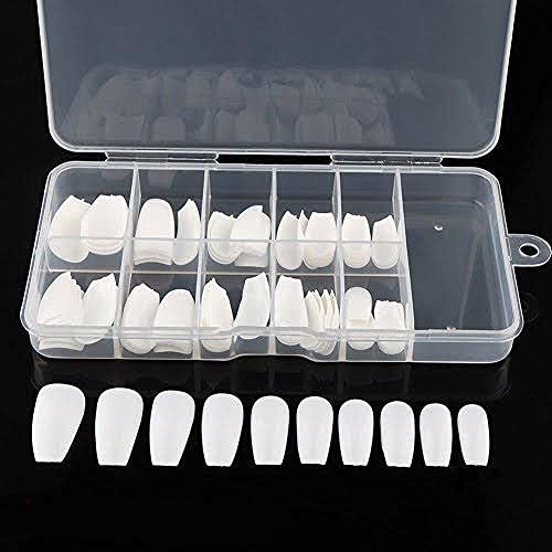 100 Pcs Acrylic Artificial Nails Set with 3gm Nail Glue & Storage Case - Full Cover Fake Nails for Manicure, Salon, Party & Special Occasions