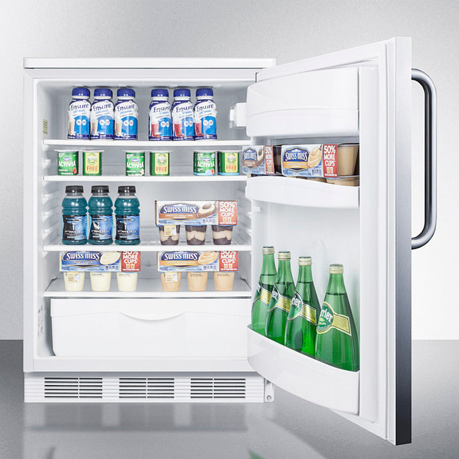Accucold 24 Inch Wide All Refrigerator with Towel Bar Handle - Energy Efficient Compact Fridge for Home, Office, or Dorm Use - Model FF6LW7SSTB