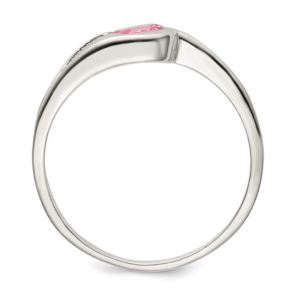 925 Sterling Silver Pink Round Bezel Cubic Zirconia Ring for Women - Elegant Fine Jewelry Gift for Her, Perfect for Anniversaries, Birthdays & Special Occasions
