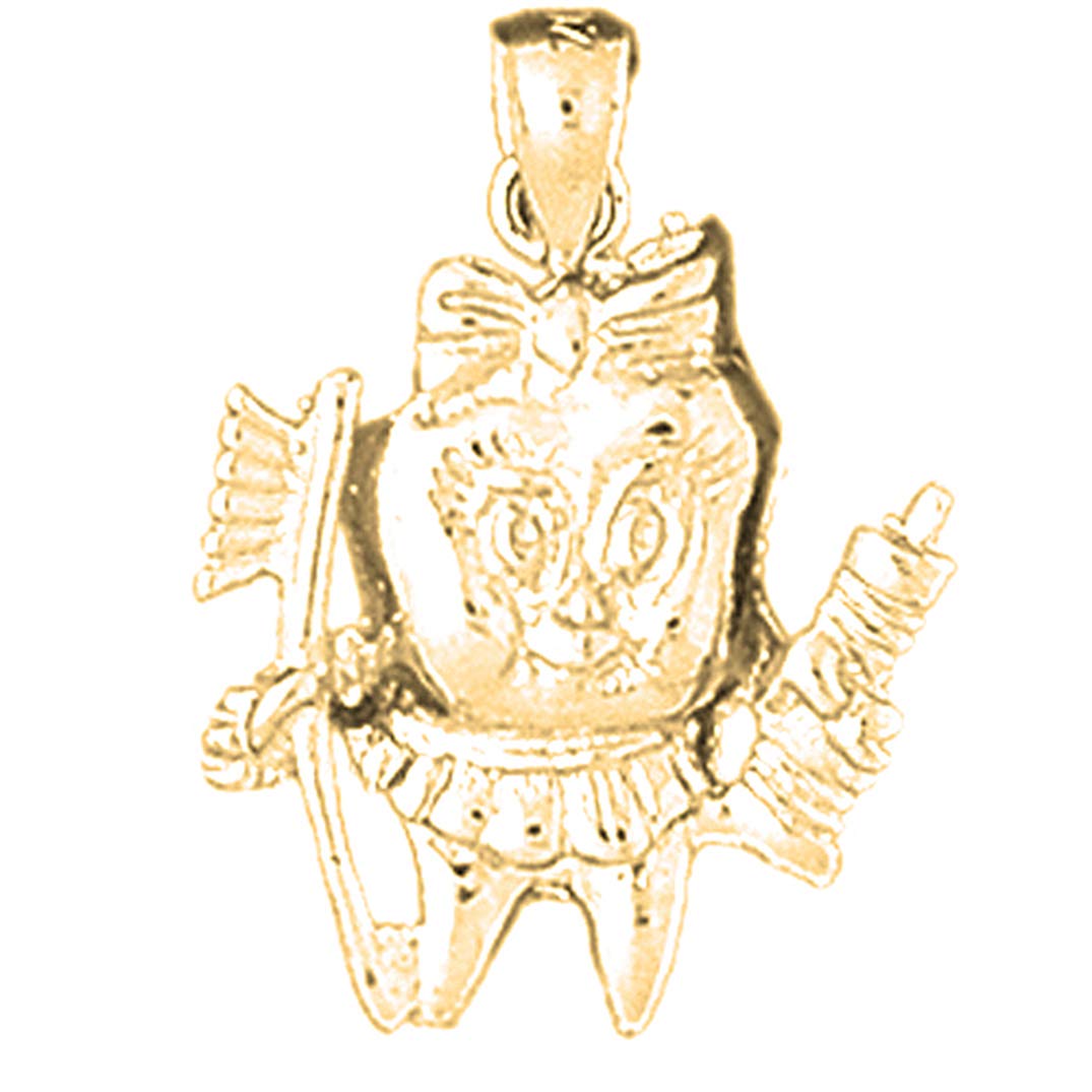 14K Yellow Gold-Plated 925 Silver Tooth with Toothbrush Pendant - Unique Dental Jewelry for Dentists, Hygienists & Dental Students - Perfect for Gifts, Necklaces & Medical Appreciation