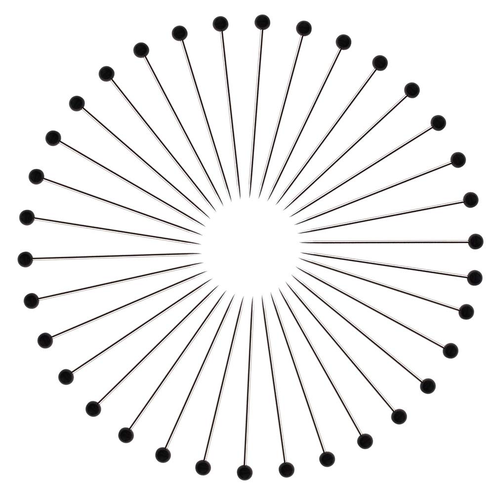 250pcs Ball Head Sewing Pins for Dressmaking & Quilting - Black Glass Head Pins for Jewelry Making