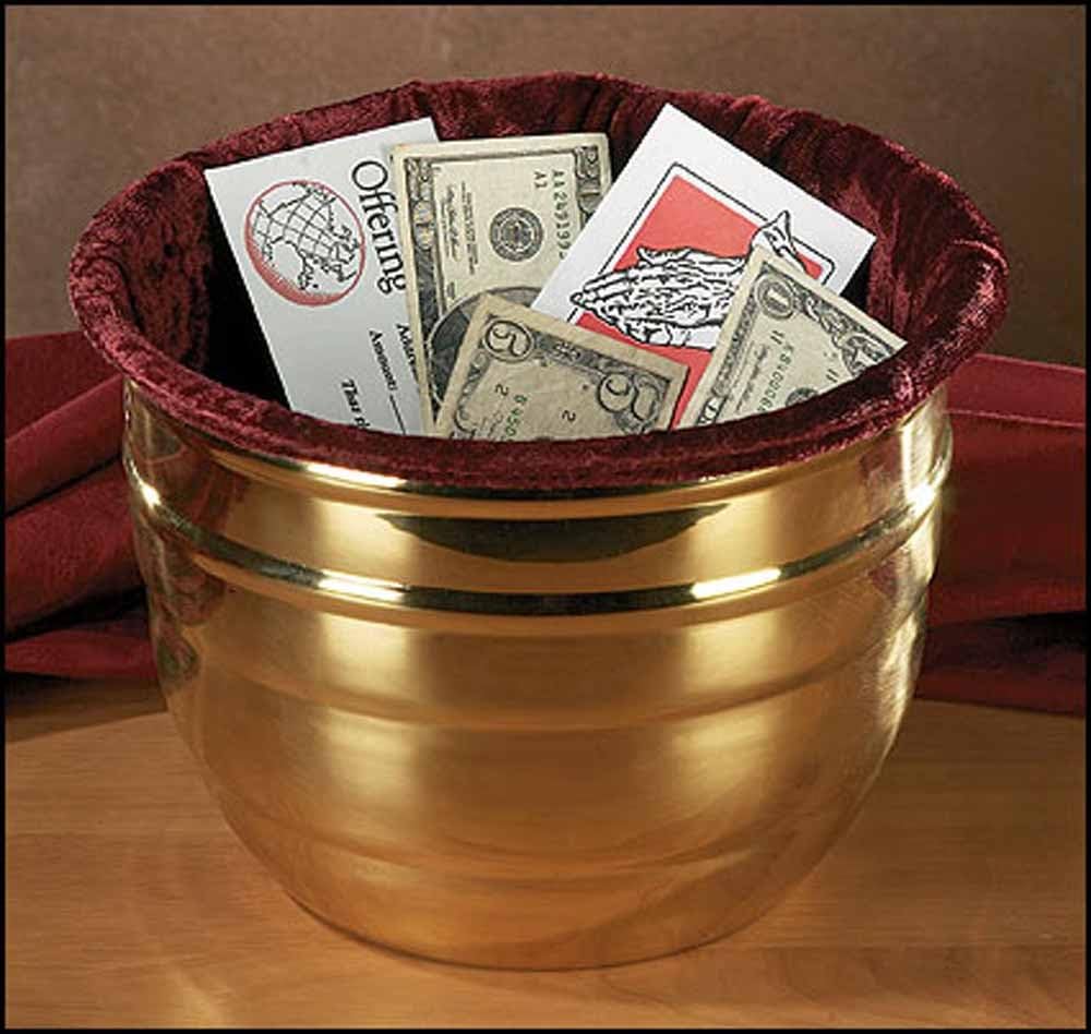 Large Offering Pot with Velvet Bag - Church Collection Plate for Sunday Services, Tithing & Donations | Perfect for Worship, Church Events & Religious Ceremonies