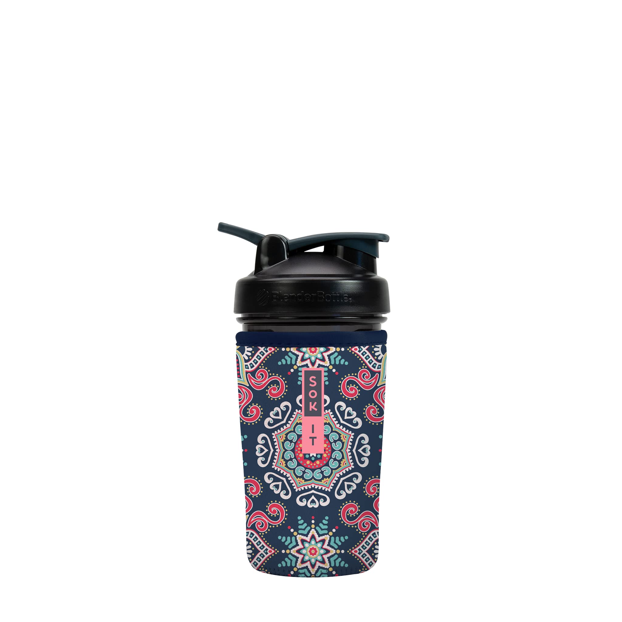 Premium Insulated Neoprene Protein Shaker Bottle Cover - Floral Burst Design, Fits 24oz Blender Bottles | Leak-Proof Gym Accessory for Protein Shakes, Workouts & Outdoor Activities