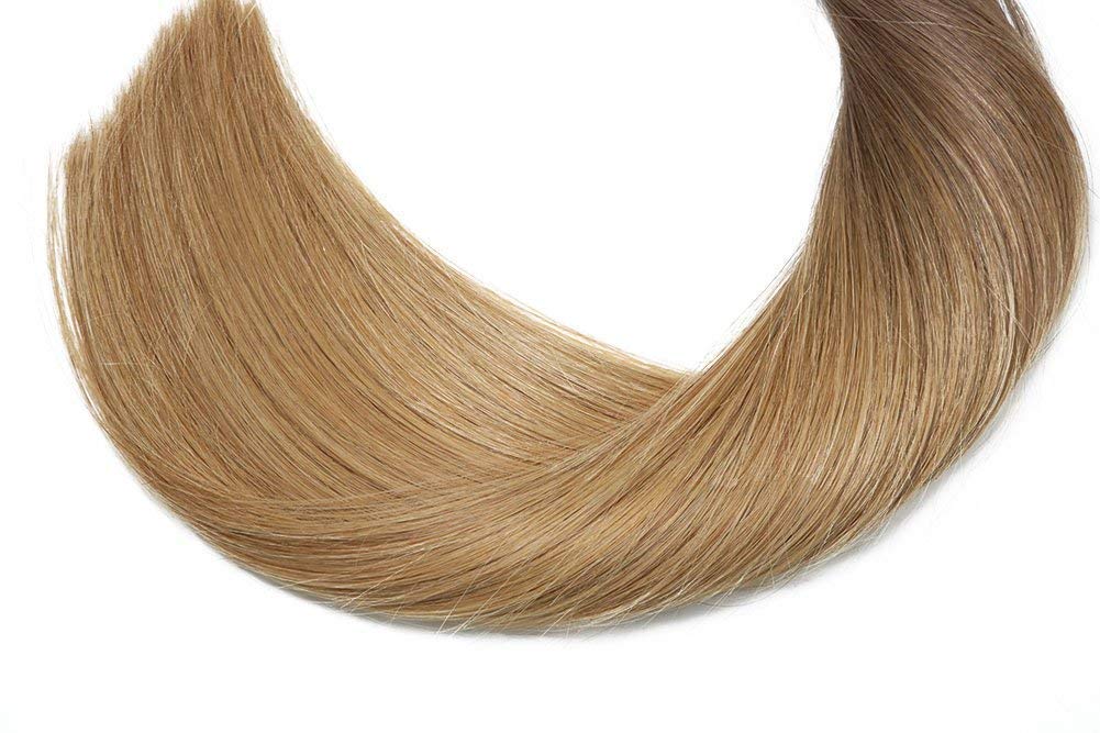 20 Pieces Tape in Hair Extensions 14 Inch 50g - Ombre Brown Highlights Human Hair - Invisible Seamless Extensions for Volume & Length - Perfect for Weddings, Parties & Daily Styling