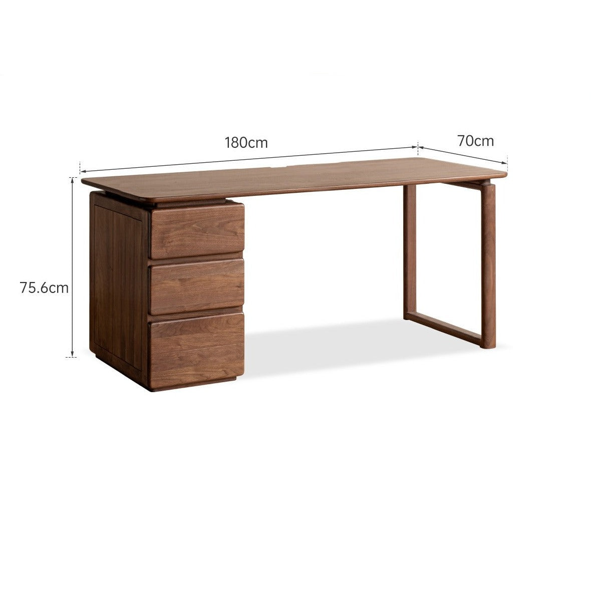 Premium Black Walnut Solid Wood Desk with Built-in Storage Cabinet - Modern Home Office Workstation for Professionals & Remote Workers