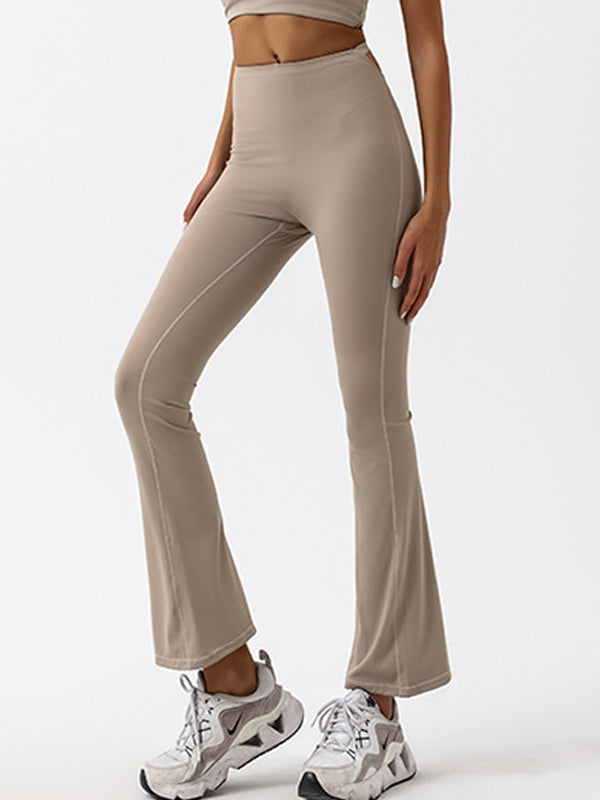ZASUWA Women's High Waisted Flare Pants - Solid Color Hollow Out Design for Casual Wear, Party & Date Night Outfits