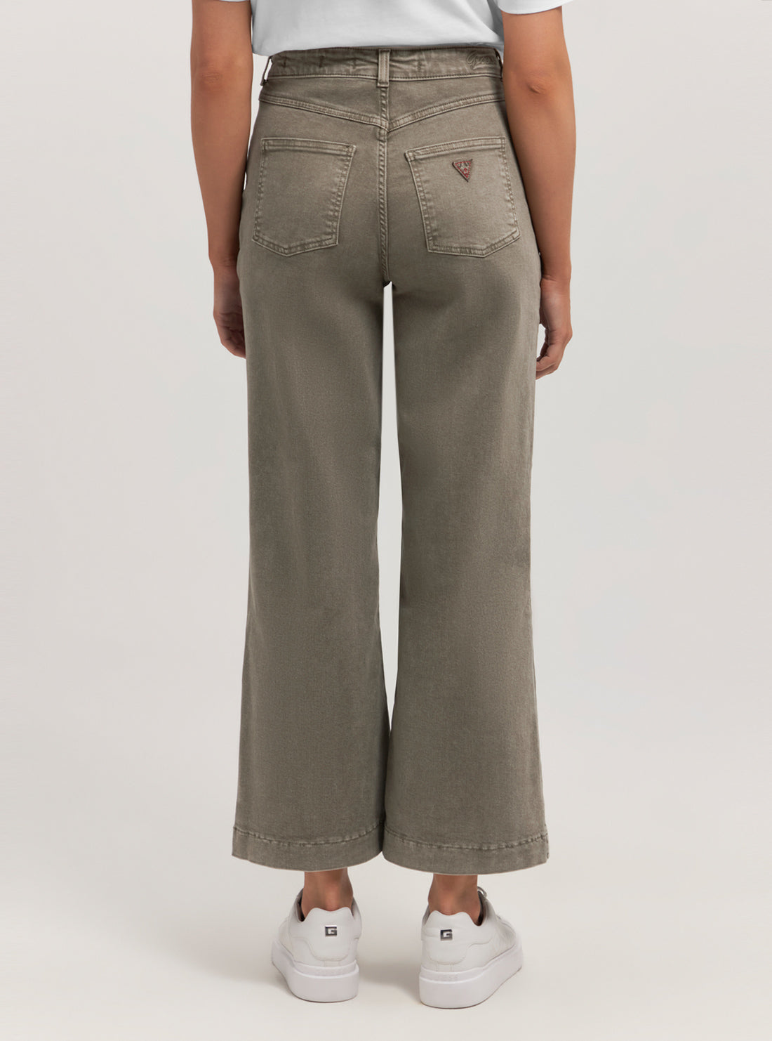 Khaki Darma Wide Leg Pants for Women - High Waisted Loose Fit Casual Trousers - Perfect for Office, Travel & Everyday Wear
