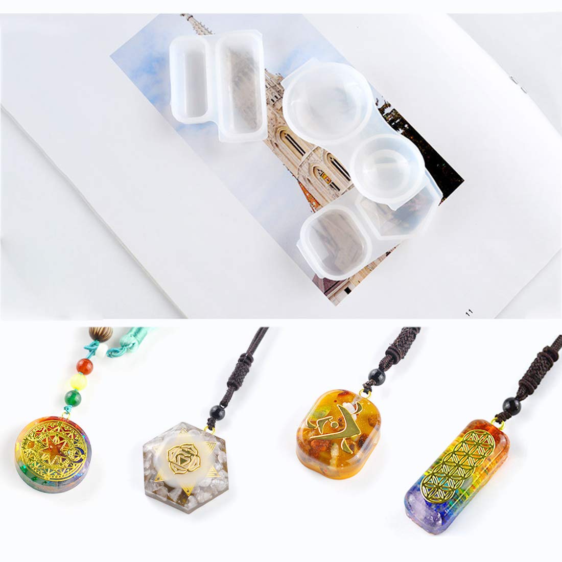 4-Piece Merkaba Resin Molds Set - Orgone Style Silicone Molds for Epoxy Resin Jewelry Making, DIY Pendant & Necklace Crafting - Perfect for Crystal Healing Jewelry, Spiritual Gifts, and Resin Art Projects