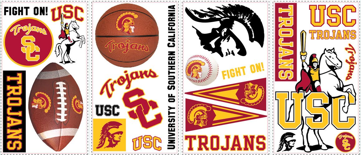 University of Southern California USC Wall Decals - Peel and Stick Removable Wall Stickers for Dorm Room, Bedroom & Home Decor - Officially Licensed College Room Decorations