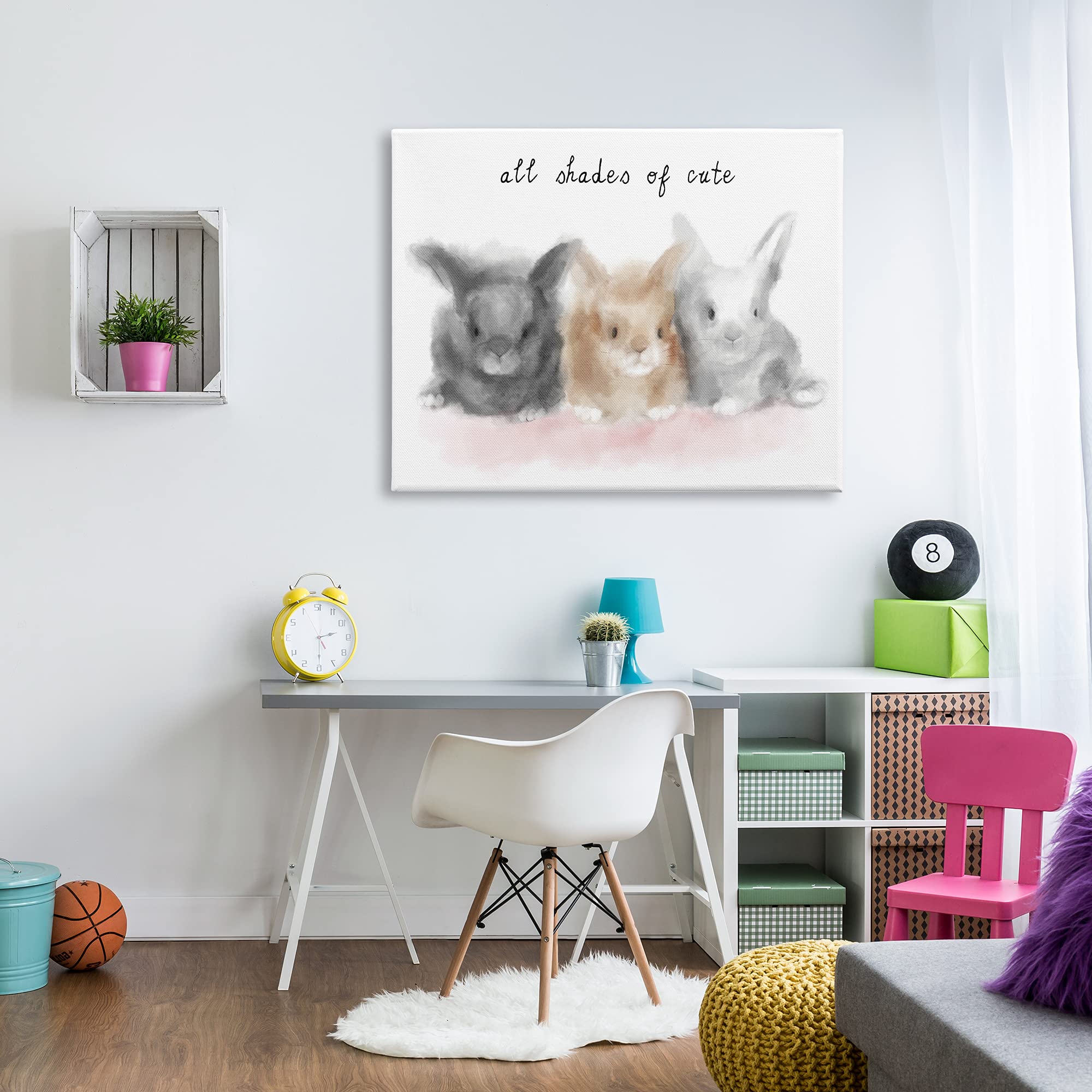 Stupell Industries 'All Shades of Cute' Three Baby Bunnies Canvas Wall Art - Grey Nursery Decor by Daphne Polselli | Perfect for Baby Rooms, Kids' Bedrooms & Playroom Wall Decor