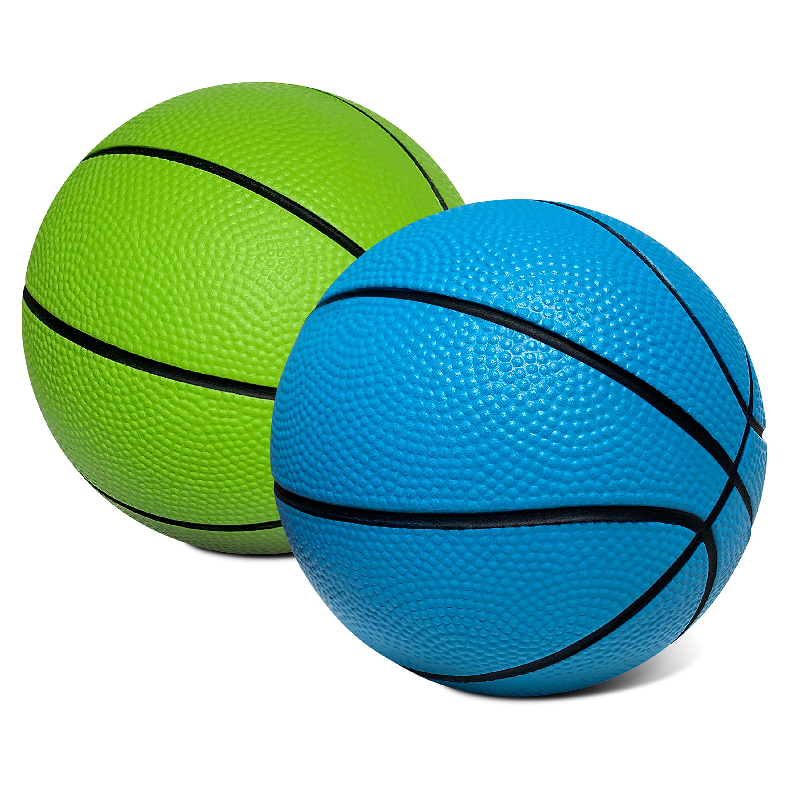 5 Inch Foam Mini Basketball for Indoor Play - 2 Pack Safe & Quiet Foam Balls | Perfect for Over-The-Door Mini Hoop Sets | Fun Basketball Game for Kids & Adults | Great for Bedroom, Office & Dorm Room Sports (Green & Blue)