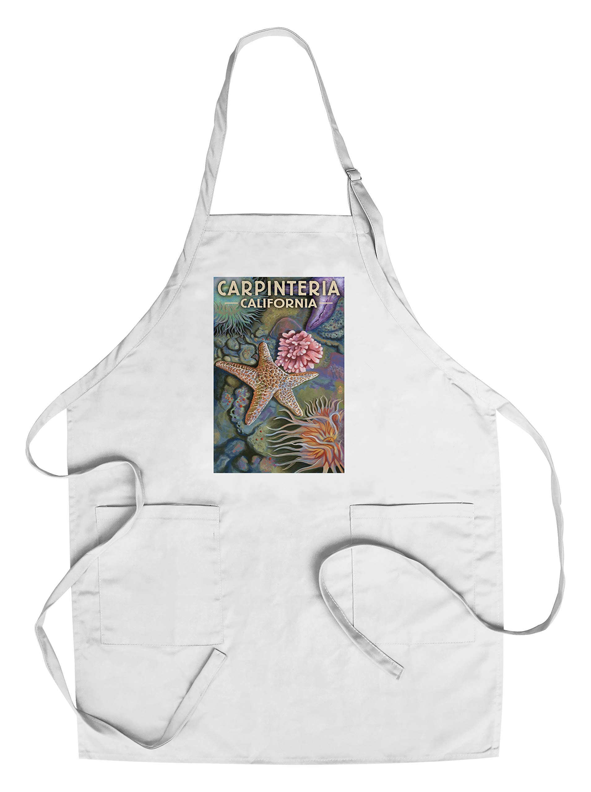 Carpinteria California Tidepool Cotton Canvas Apron - Unisex Kitchen Cooking Baking Grilling Apron with Pockets - Perfect for Chefs, BBQ & Home Cooks