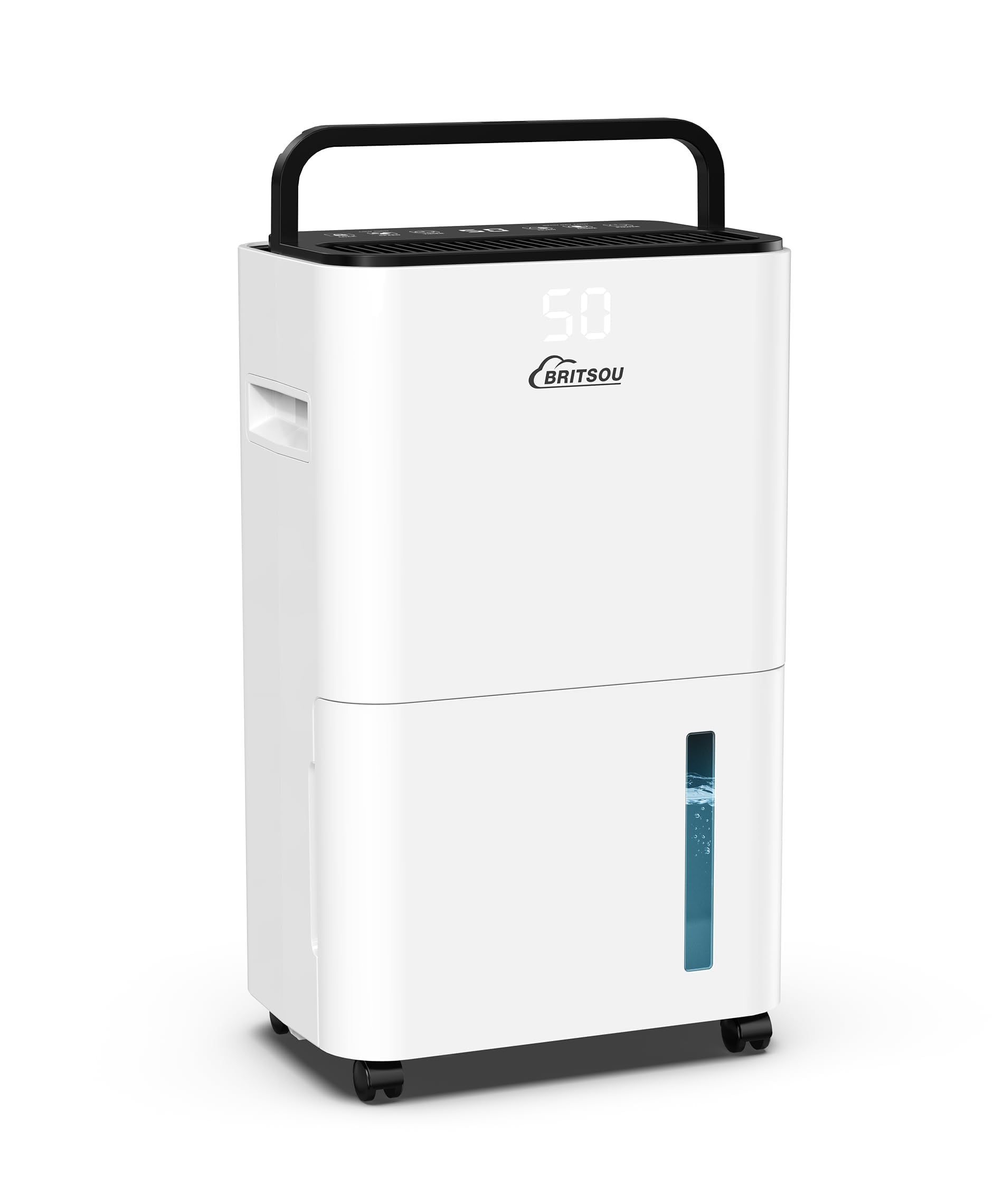 BRITSOU 2000 Sq. Ft Energy Efficient Dehumidifier for Basement & Home - 34 Pint Capacity with Auto Shut Off, 24HR Timer & Drain Hose - Ideal for Damp Basements, Large Rooms & High Humidity Areas