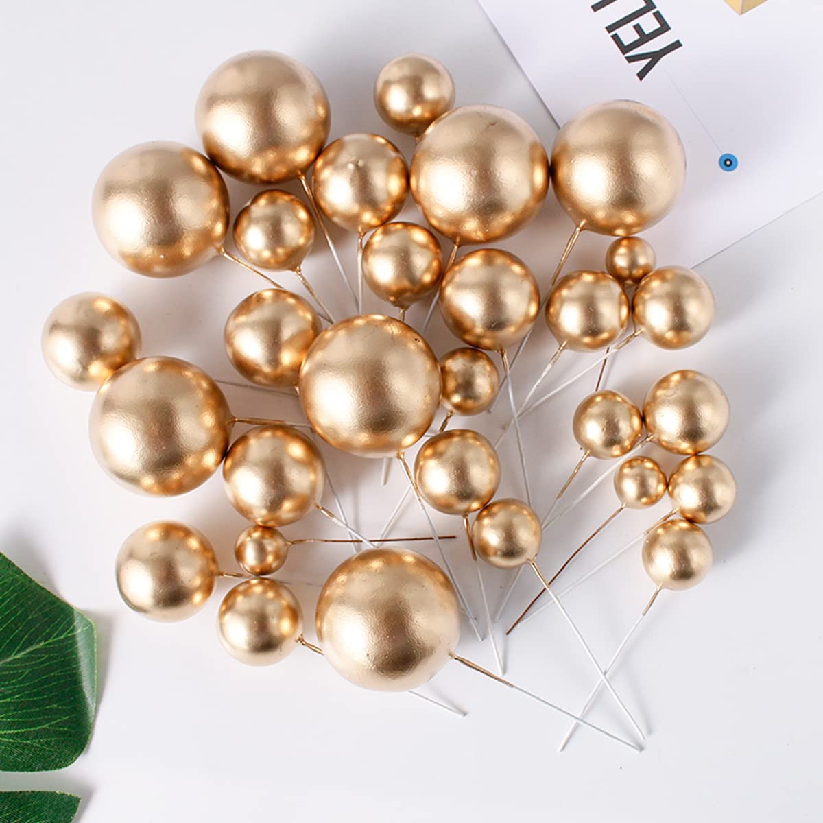 25 Pcs Pearl Foam Ball Cake Toppers - Ball Shaped Cake Insert Decorations for DIY Cupcakes, Birthday Parties, Christmas, Weddings, Anniversaries & Baby Showers | Perfect for Cake Decorating and Sweet Table Displays