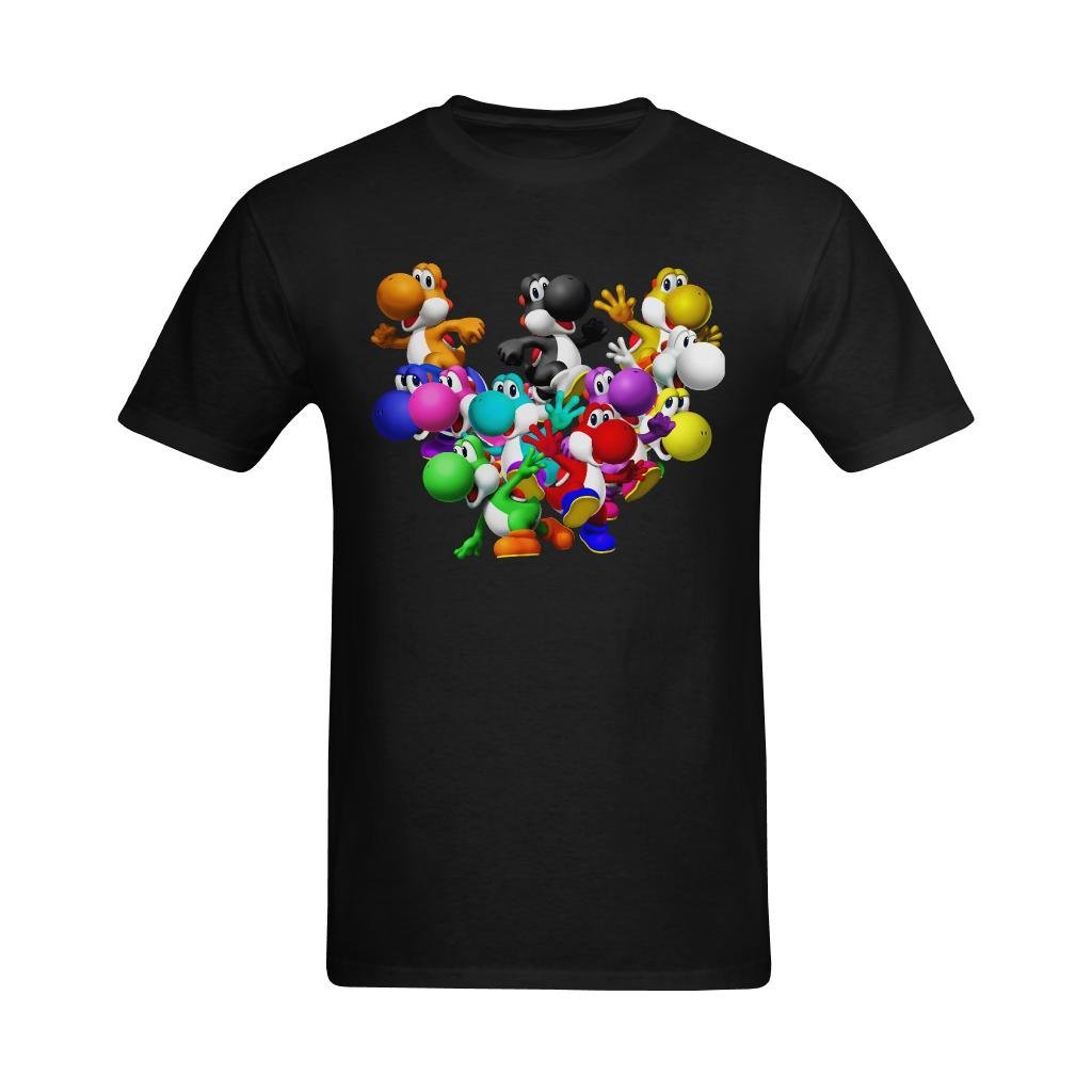 Men's Yoshi Group Art Members Graphic T-Shirt - Cool Black Cotton Tee US Size L for Casual Wear & Street Fashion