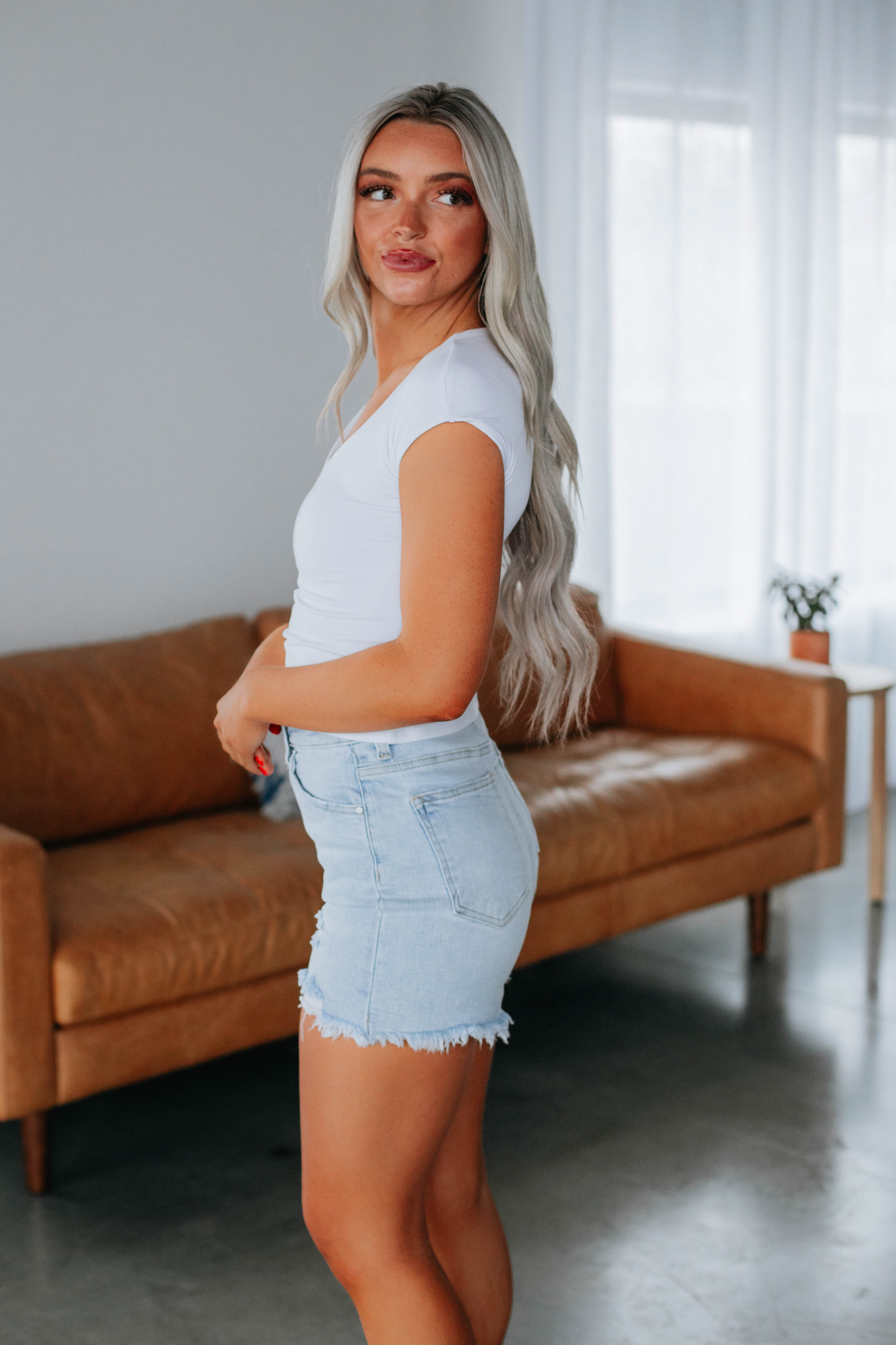 Alayna Basic Top Ivory - Women's Casual Short Sleeve T-Shirt for Everyday Wear, Work & Weekend Outfits