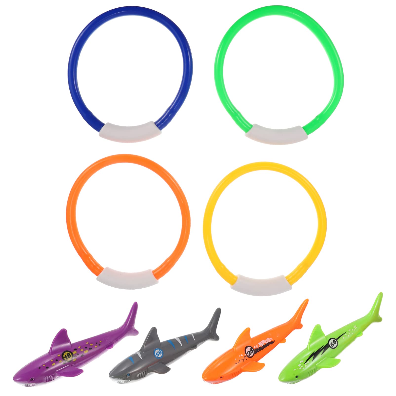 Toddmomy 8-Piece Pool Diving Toys Set - Underwater Dive Rings & Shark Training Toys for Kids | Fun Swimming Pool Games & Water Play Activities for Summer