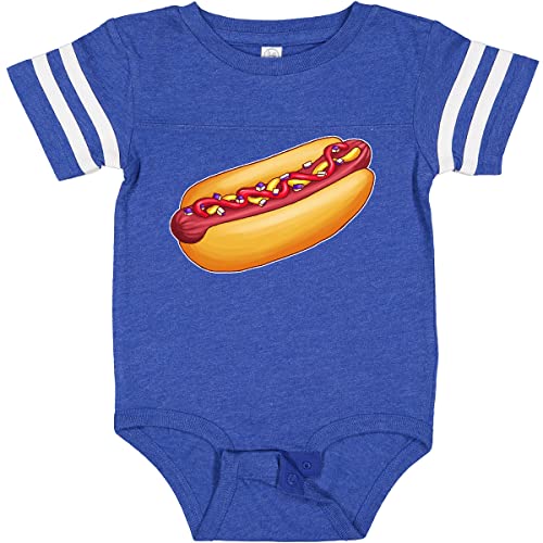 Inktastic Hot Dog Graphic Baby Bodysuit with Mustard, Onions & Ketchup - Cute Infant Outfit for BBQ Parties, Picnics & Family Gatherings