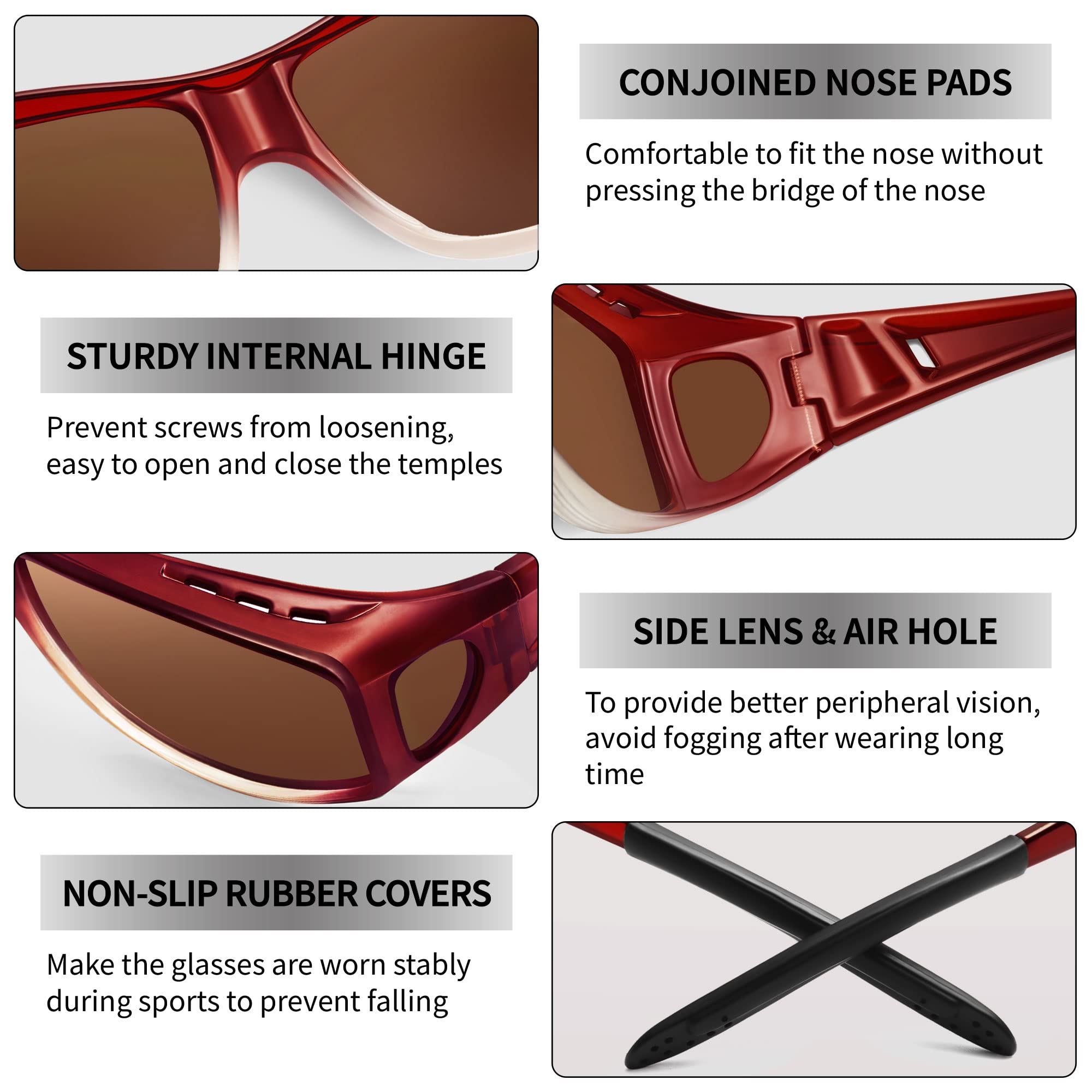 Polarized Sunglasses for Men & Women - Wrap-Around Driving Sunglasses with 100% UV Protection - Lightweight Fit Over Glasses for Outdoor Sports & Daily Wear