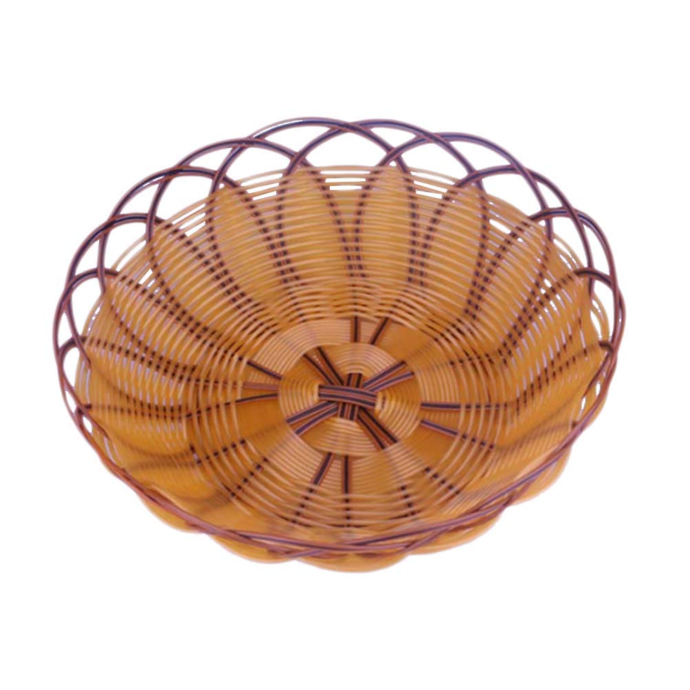 DOITOOL Medium Size Khaki Woven Bread Basket - Natural Rattan Style Snack Storage Container for Kitchen, Dining Table, Picnic & Party Serving - Perfect for Bread, Fruits, Pastries and Home Decor