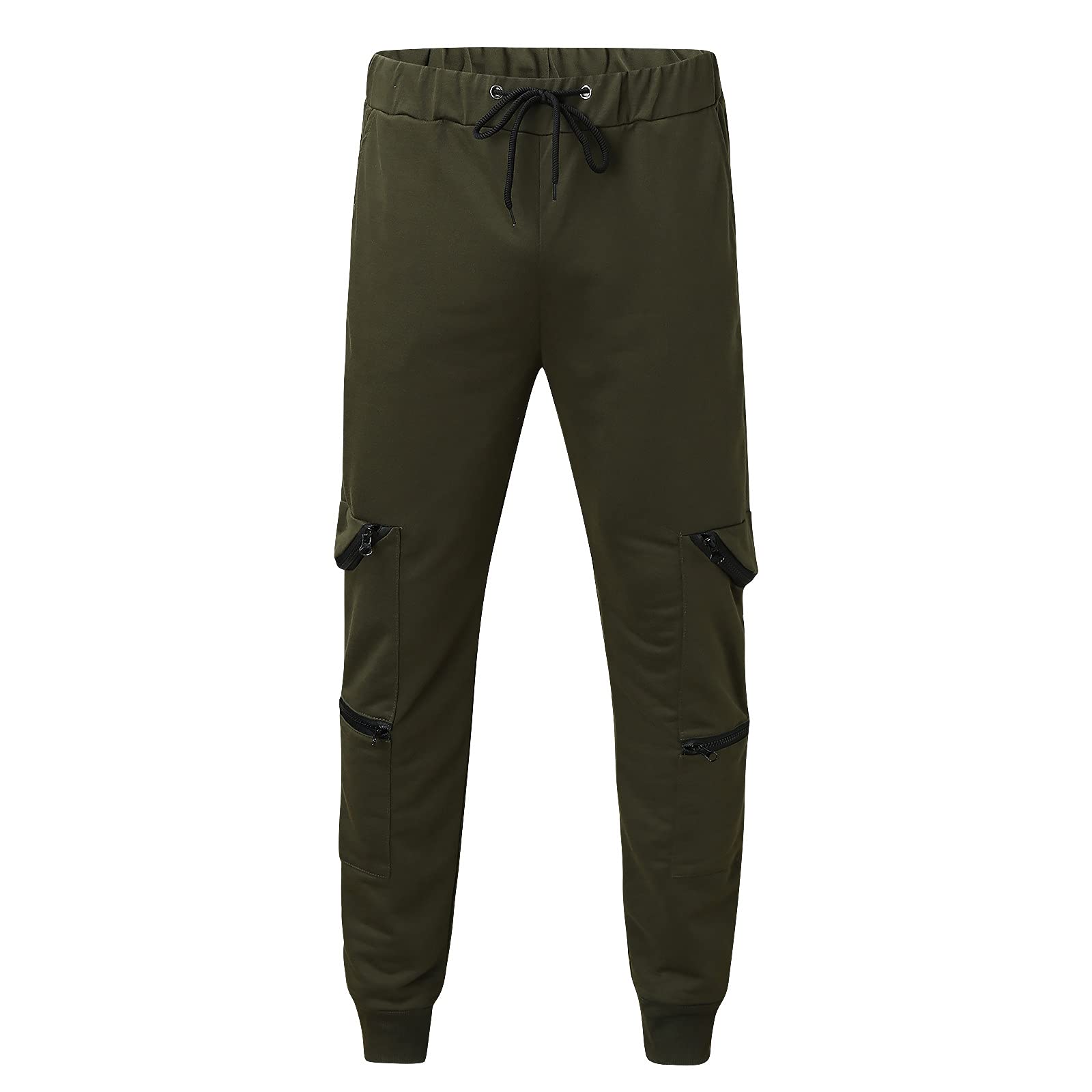Men's Slim-Fit Autumn Sweatpants - Solid Color Stitching Trousers with Pockets | Black Chinos for Casual Wear & Lounge