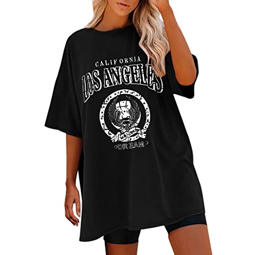 Funny Graphic Tees for Women - Oversized Short Sleeve T-Shirt with Sun and Moon Design - Casual Summer Outfit & Festival Wear