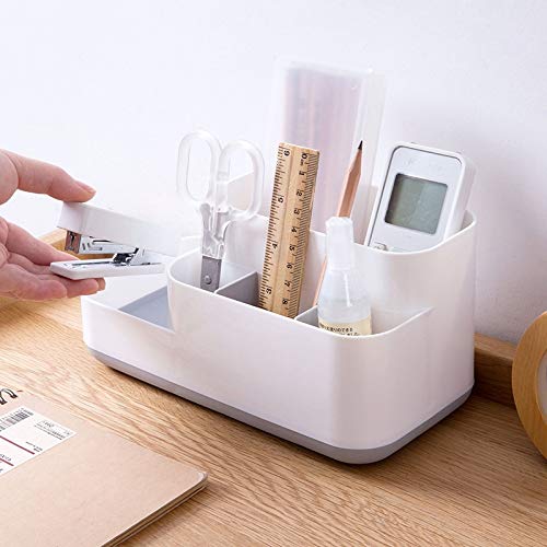 Modern Plastic Makeup Organizer with 3 Compartments - Bathroom Storage Box for Cosmetics, Jewelry & Office Supplies - Portable Desktop Organizer for Vanity, WC & Travel (Gray) - Perfect for Home, Dorm & Salon Organization