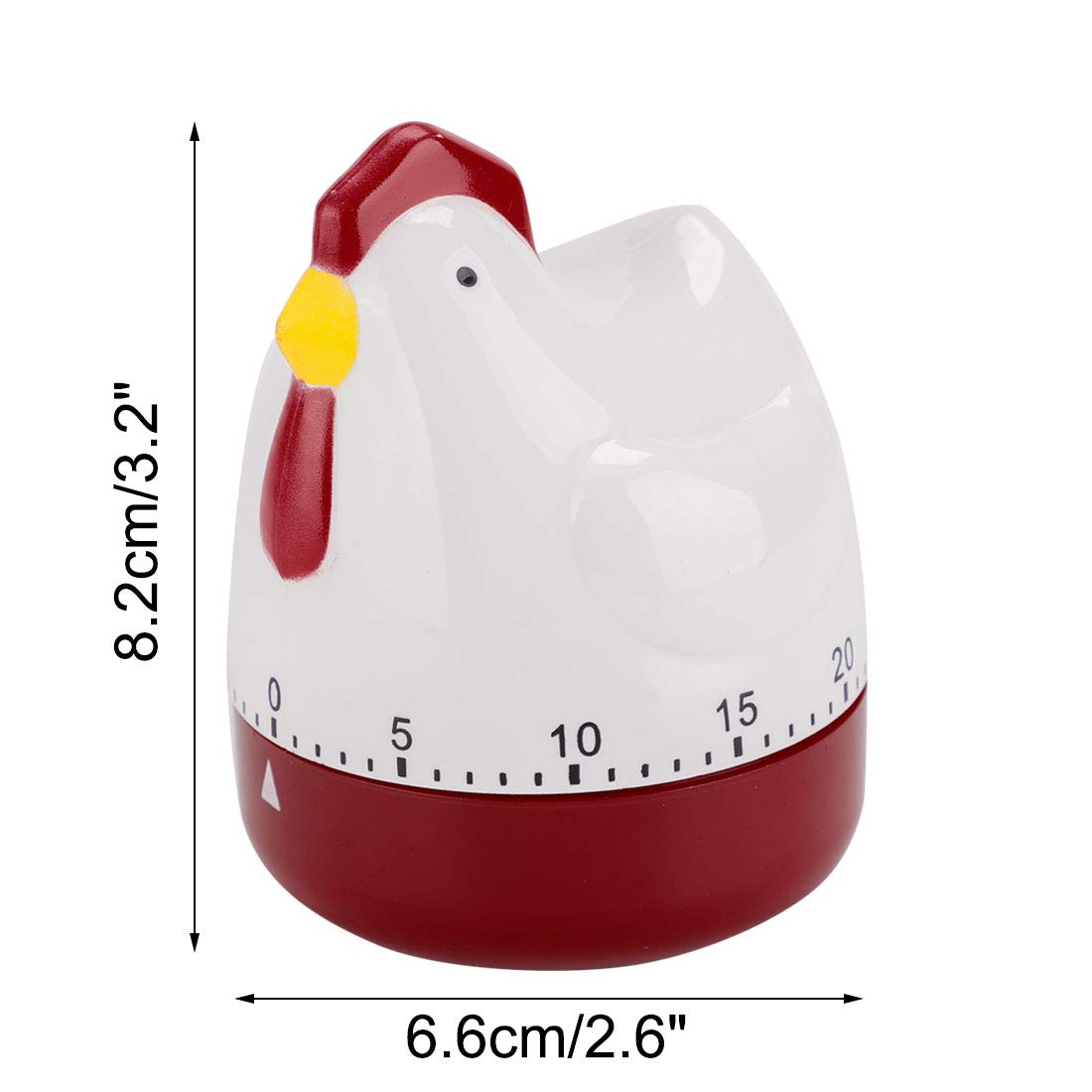 uxcell 60-Second Chicken-Shaped Mechanical Kitchen Timer Alarm Clock - White & Red for Cooking, Baking, and Home Use