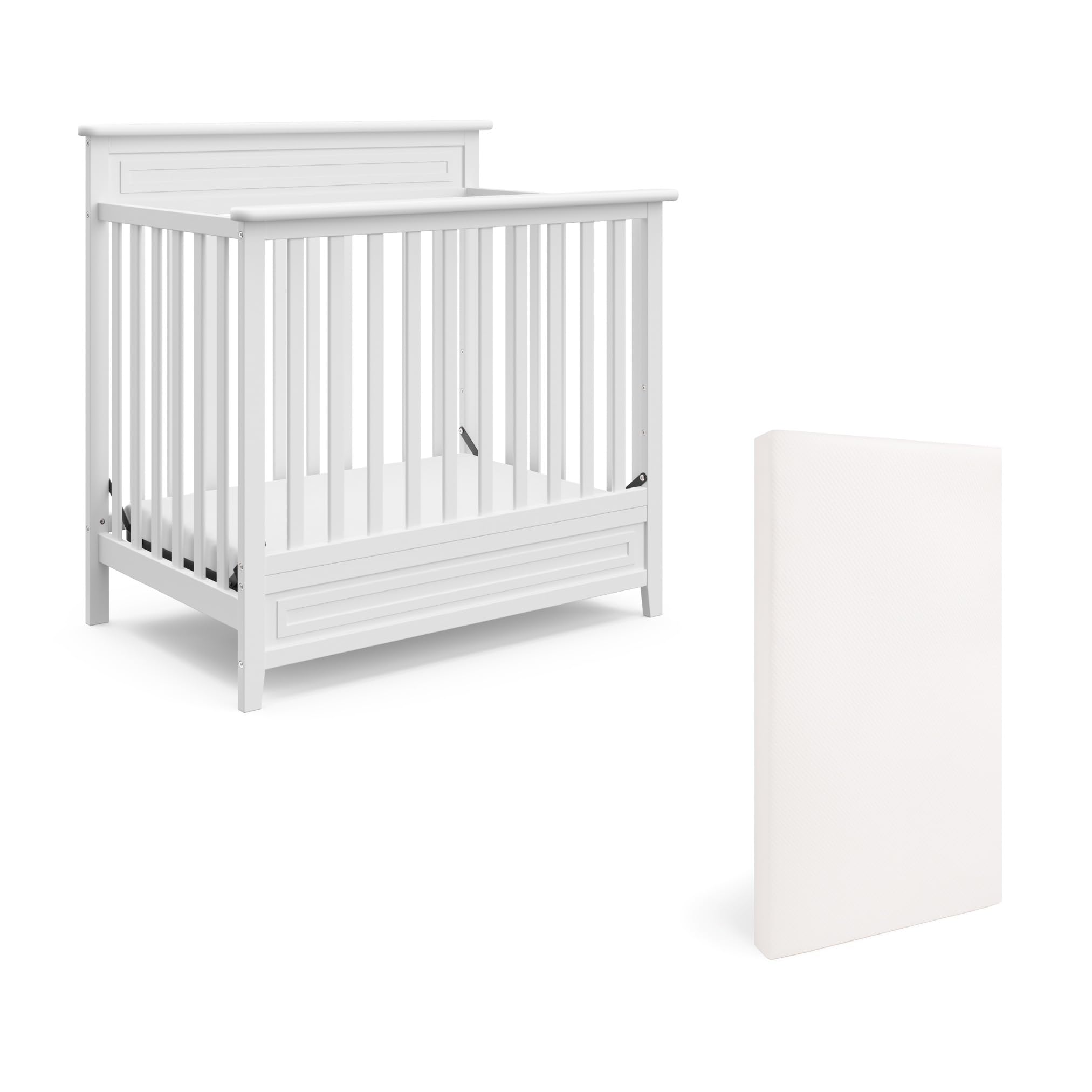 Storkcraft Petal 4-in-1 Convertible Mini Crib - GREENGUARD Gold Certified, White Nursery Furniture Converts to Daybed & Twin Bed with Bonus 2.75