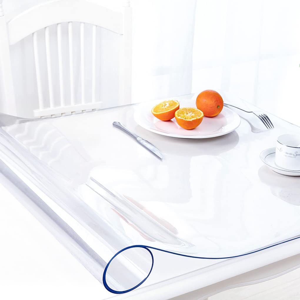 2-Pack 24x36 Inch Clear PVC Table Cover Protector - 1.5mm Thick Transparent Plastic Table Pad, Non-Slip Waterproof Vinyl Tablecloth for Dining & Coffee Tables - Perfect for Home, Office, Restaurant & Outdoor Use