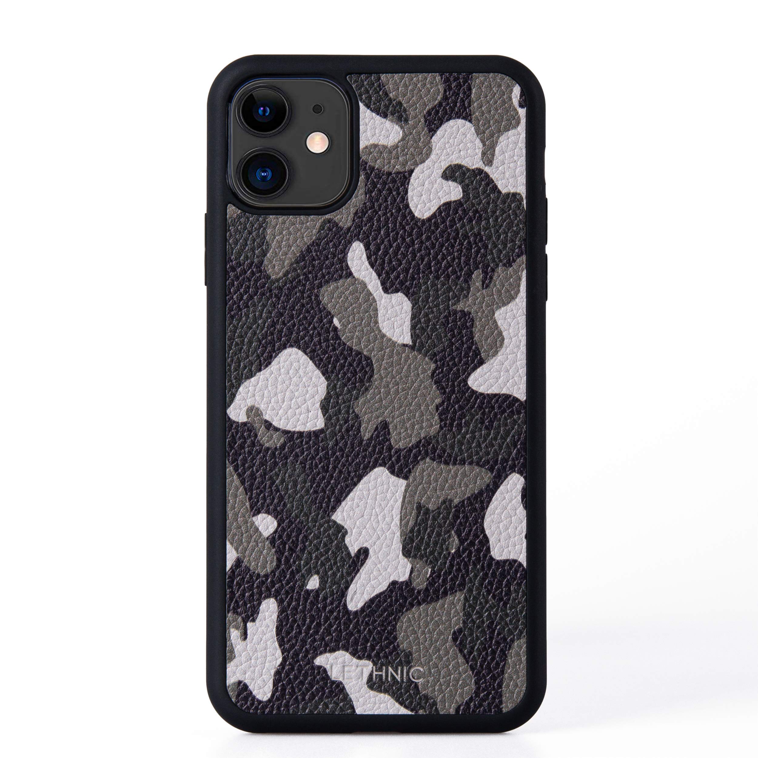 Lethnic Genuine Leather iPhone 11 Case with Camouflage Design - Slim Protective Cover for iPhone 11 (6.1