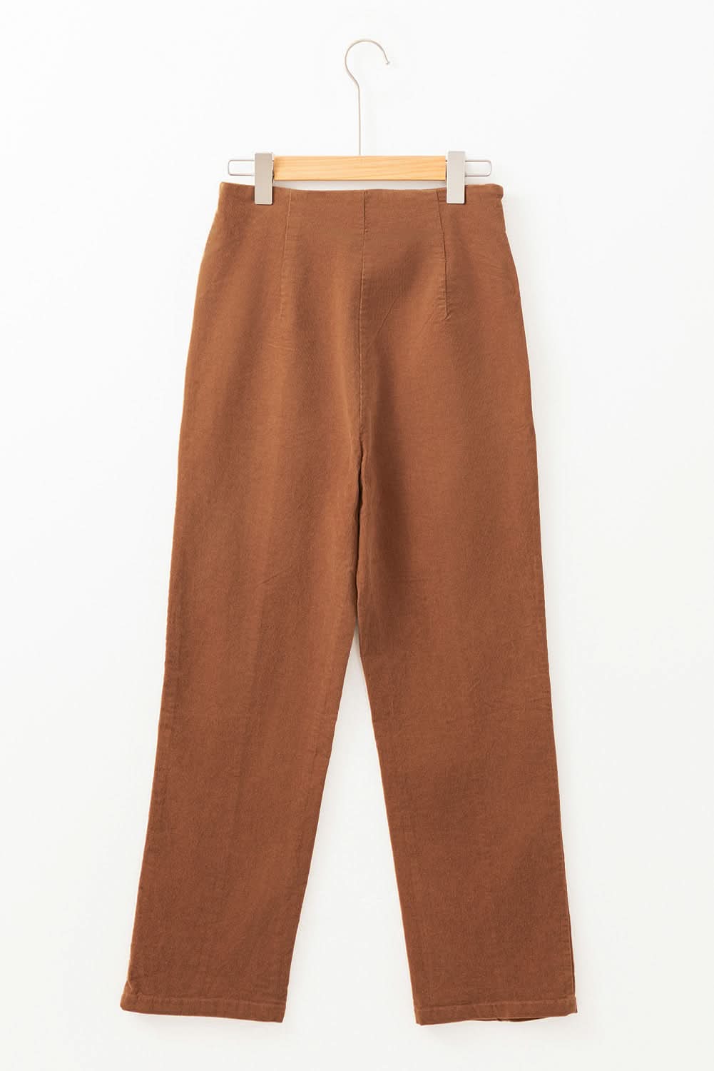 Stylish Chestnut Solid Color Double Breasted Straight Leg Pants for Women - Perfect for Office Wear & Business Casual Outfits