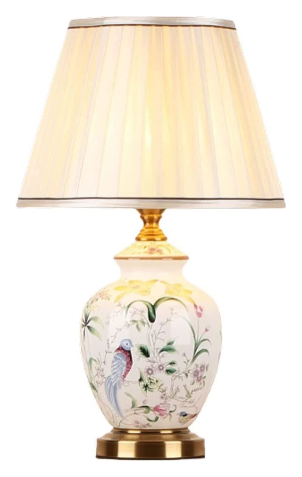 Hand-Painted Ceramic Table Lamp - Traditional Bedside Desk Light for Bedroom, Living Room & Study - Nightstand Lamp with Decorative Craft Design - Perfect for Hotels, Home Office & Cozy Reading Nook (Size B)