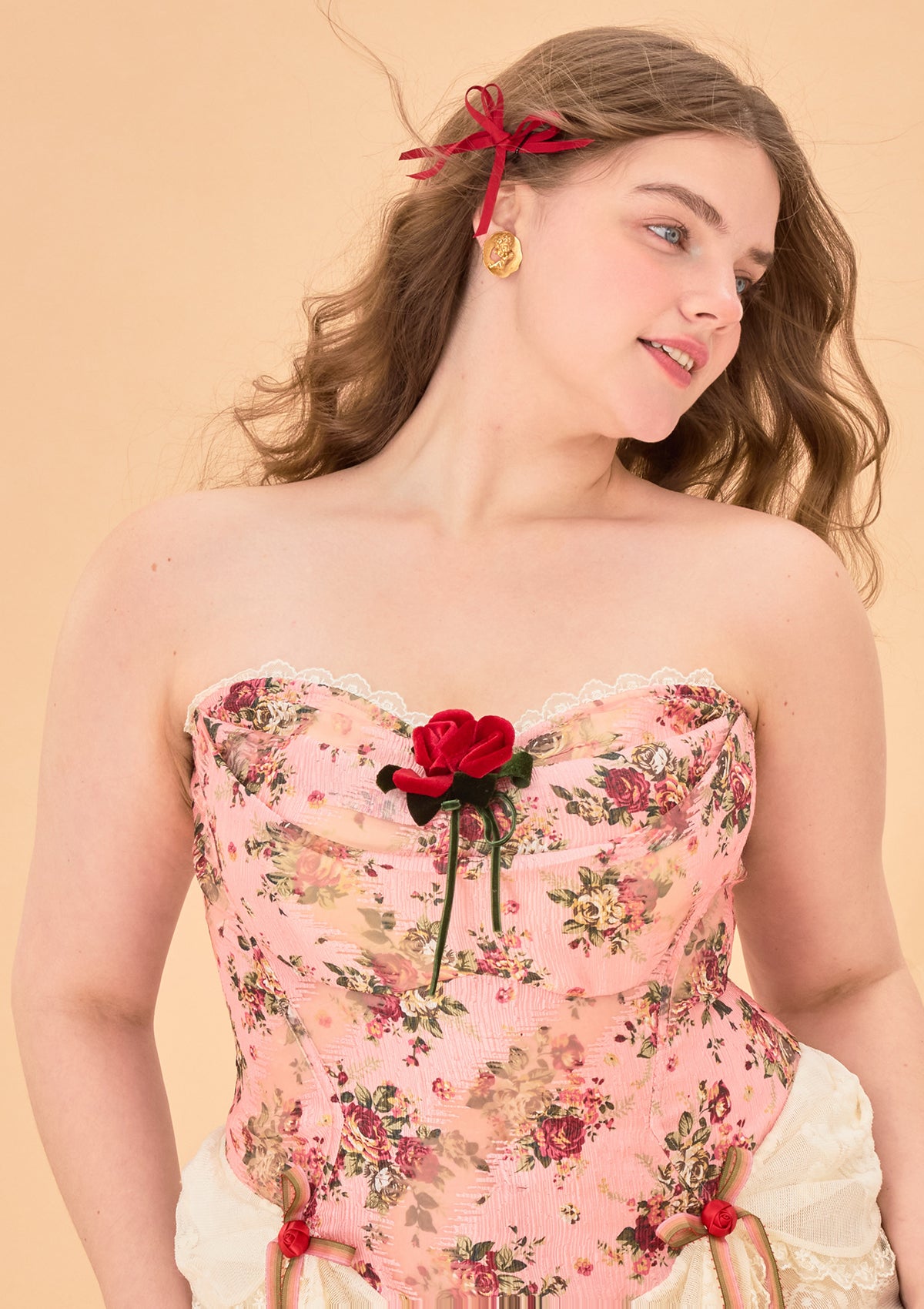 Elegant Curve & Plus Size Rose Under the Moon Corset Dress for Evening Parties, Date Nights & Special Occasions