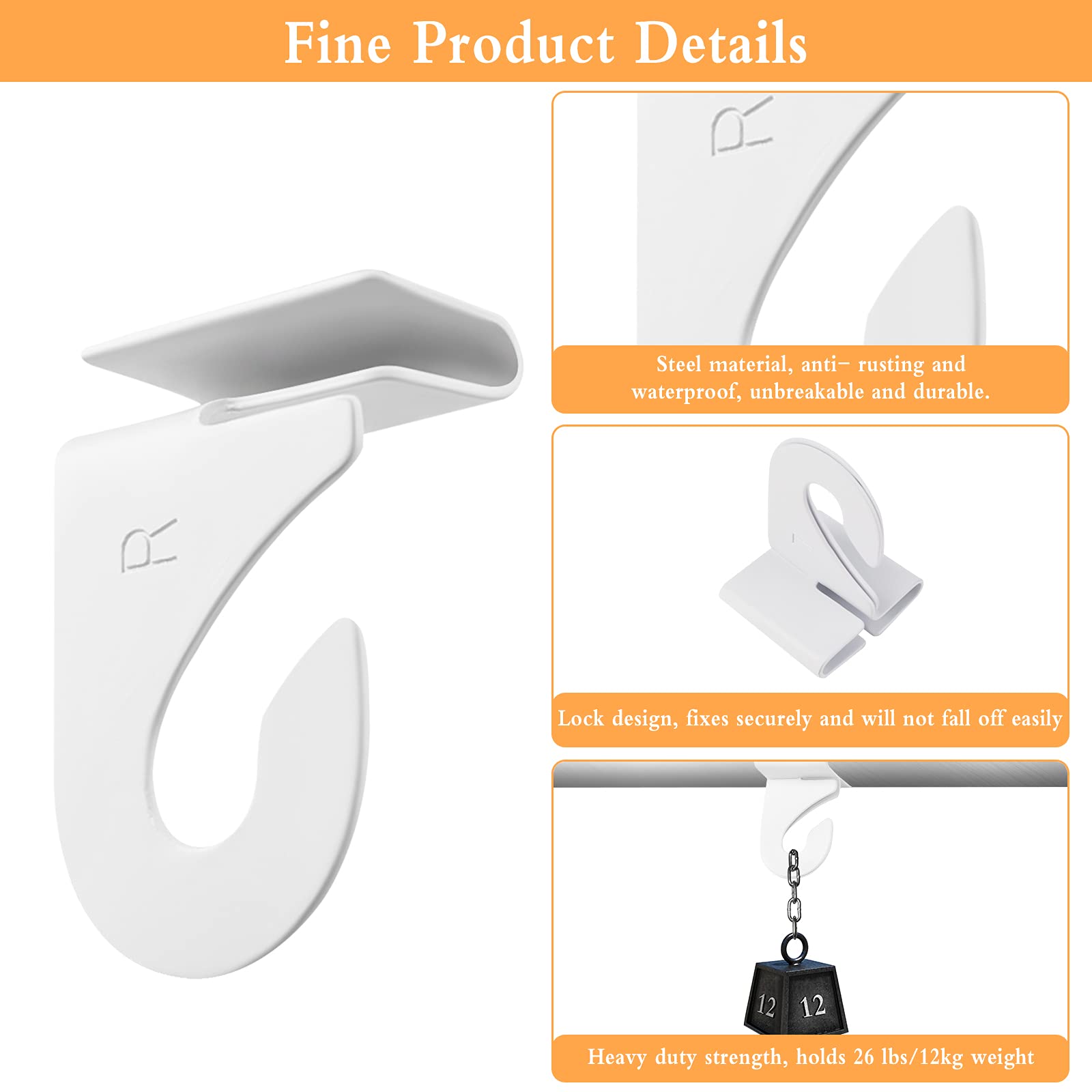 30PCS Steel Ceiling Hangers - Heavy Duty White Drop Ceiling Clips & Hooks for Home, Office, Mall Decorations (15 Left & 15 Right) - Perfect for Hanging Plants, Lights, Signs & Holiday Decor