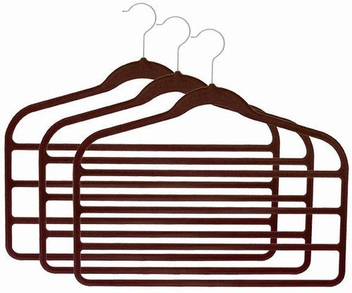 Slim Line Chocolate Brown Multi Pant Hanger - Space Saving Closet Organizer for Pants, Skirts & Trousers - Perfect for Home, Office & Travel Storage