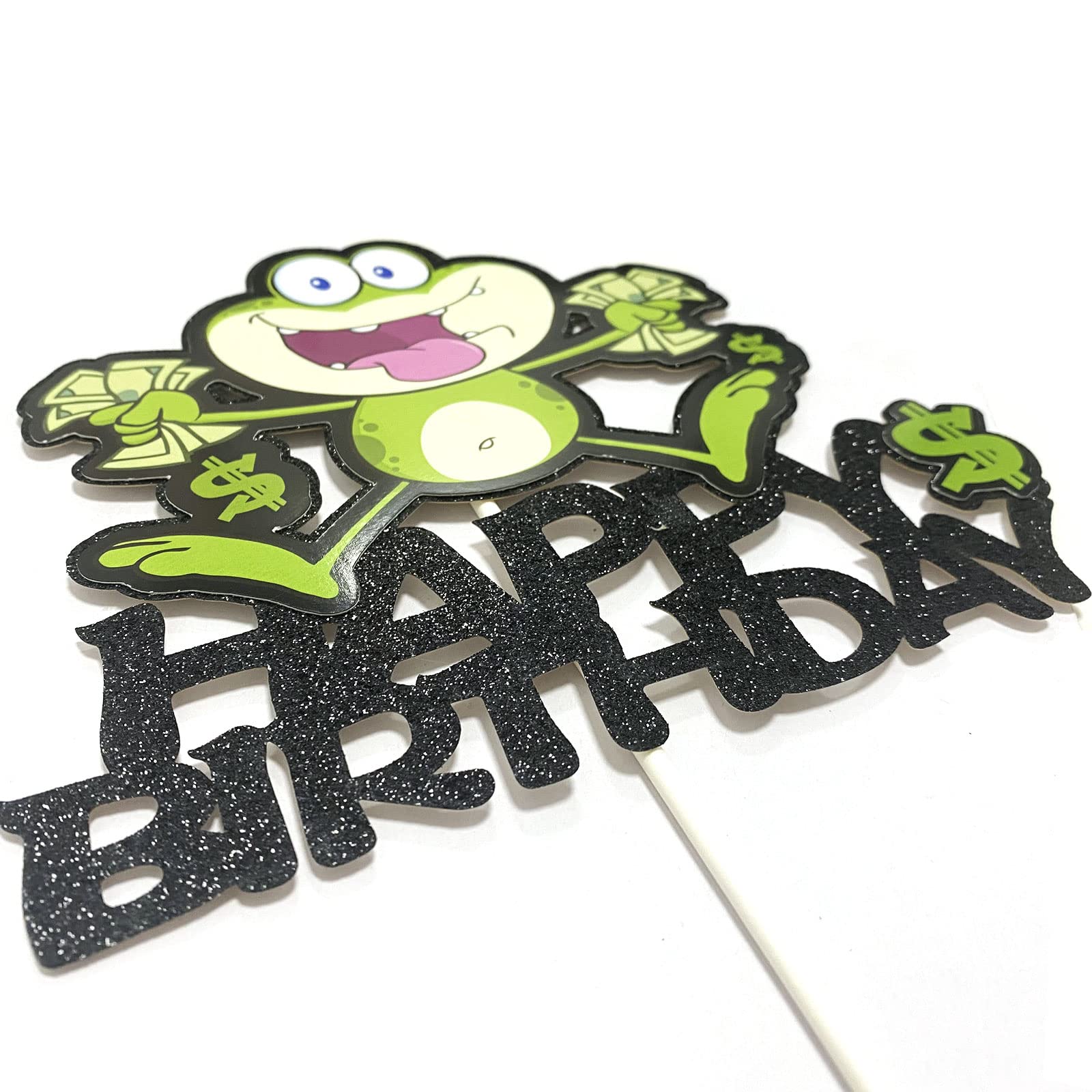 Happy Birthday Frog Cake Topper - Adorable Baby Shower & Rainforest Party Decoration - Animal Theme Cake Supplies for Birthday Cakes, Cupcakes & Desserts