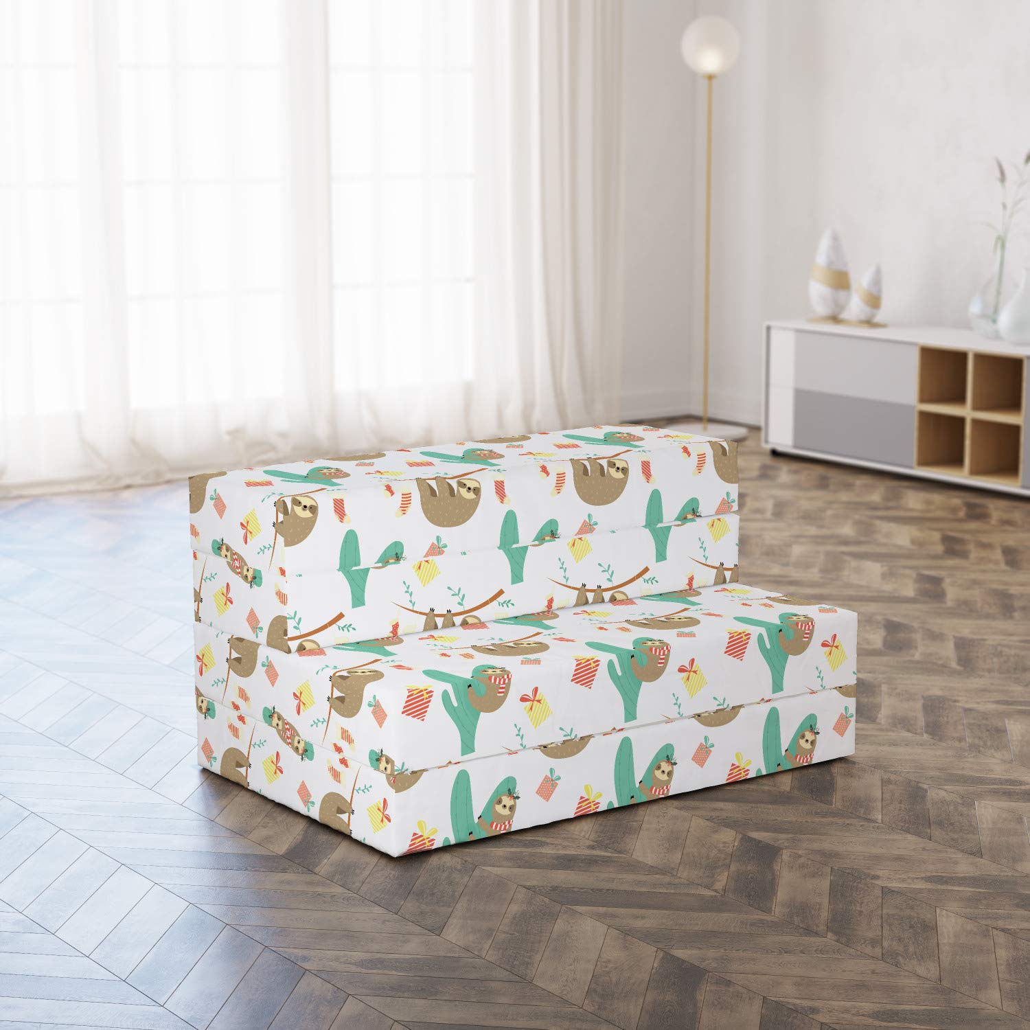 Ambesonne Christmas Sloth Print Foldable Mattress - 74.8