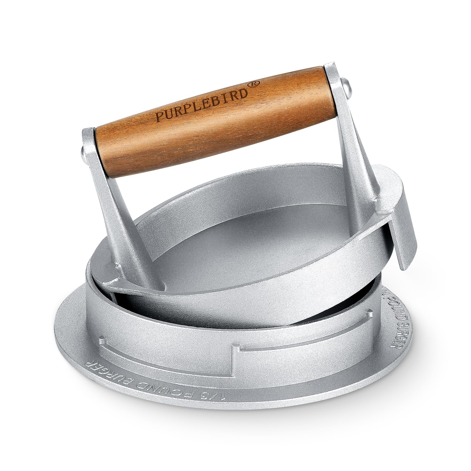 Premium Adjustable Hamburger Press Patty Maker - 3-in-1 Cast Aluminum Burger Shaper Mold for 1/2 lb, 1/3 lb & 1/4 lb Patties - Includes Stuffed Burger Ring & Sausage Slider - Perfect for BBQ, Backyard Grilling & Homemade Burgers - Great Gift for Dad & Mom