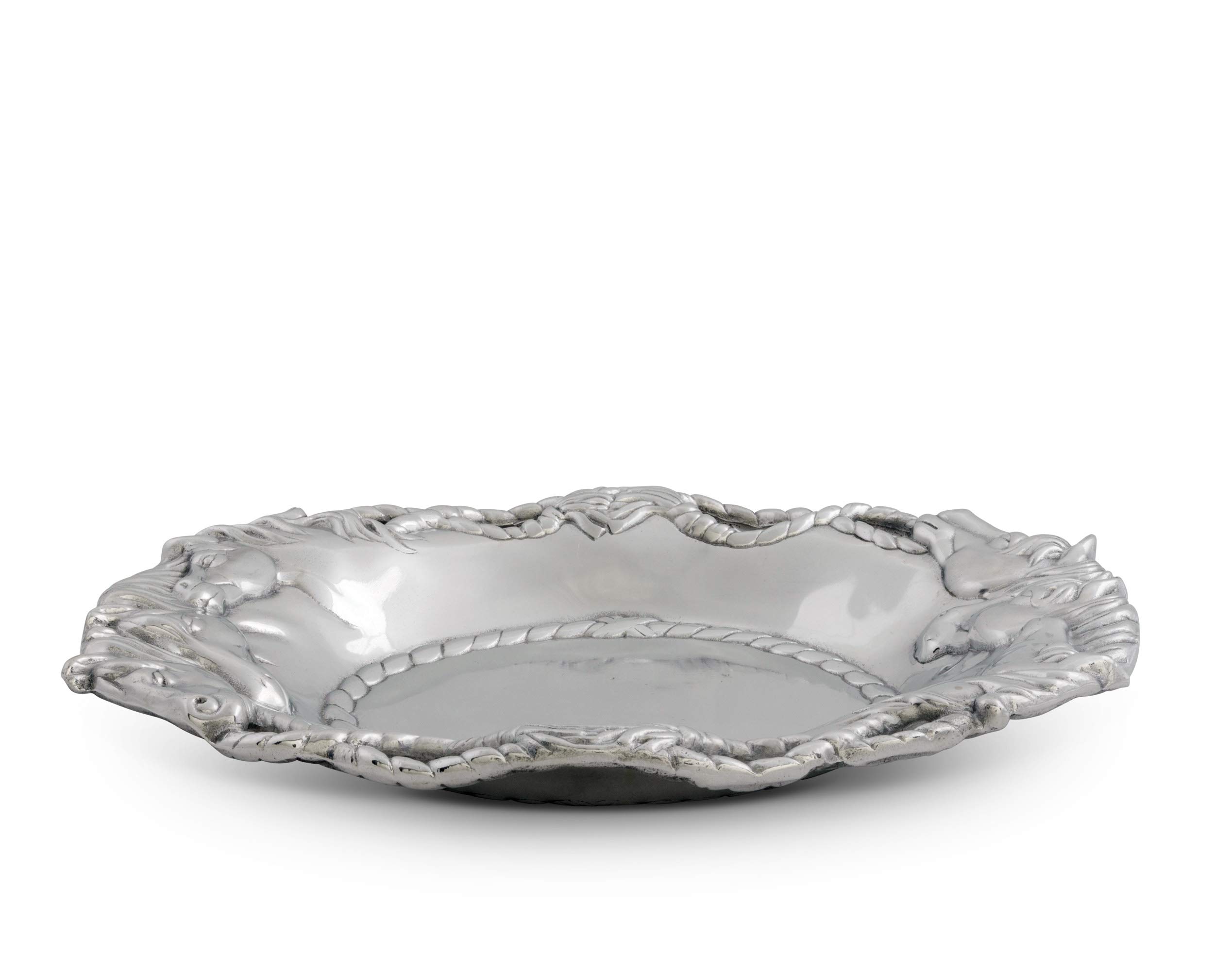 Arthur Court Aluminum Equestrian Horse Oval Serving Tray 14 x 10 inch - Handcrafted with Rope Detail, Freezer & Oven Safe, Perfect Gift for Horse Lovers - Ideal for Ranch Events, Horse Race Parties & Home Decor